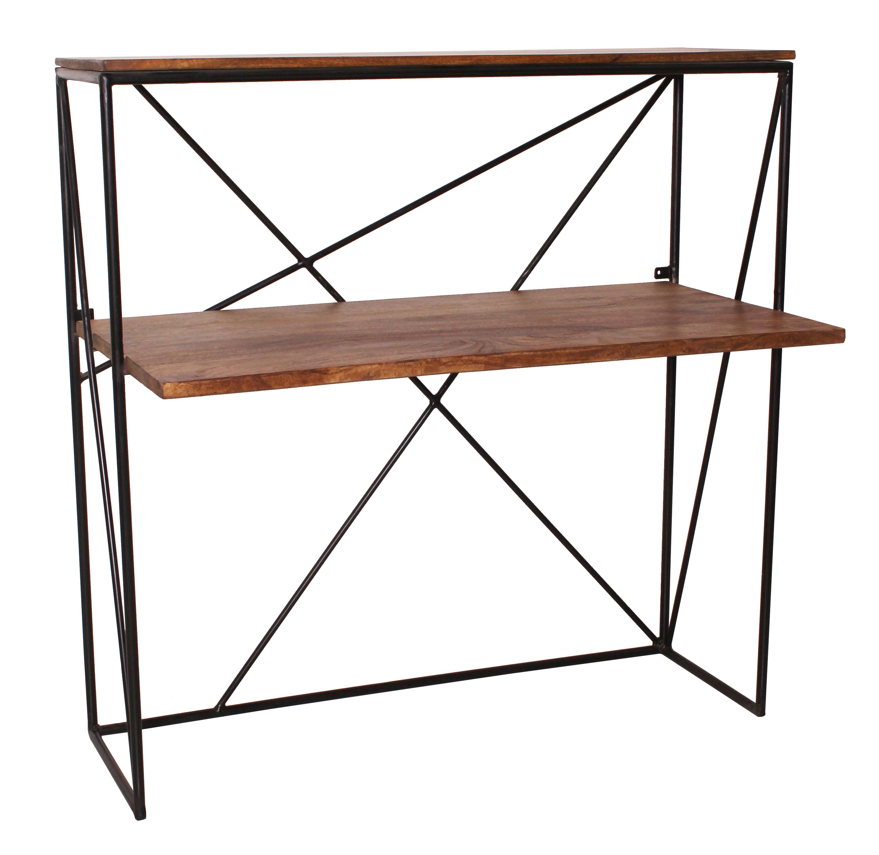 Sekretär Schreibtisch Arbeitstisch Mangoholz Metall Regal Standregal Kommode