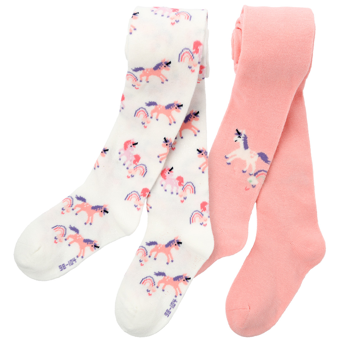 Topolino 2 Mädchen Strumpfhosen mit Einhorn-Motiven weiss / rosa