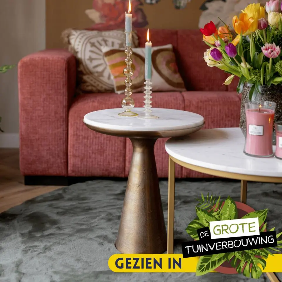StarFurn - Bijzettafel Essy Ø45 cm - wit marmer