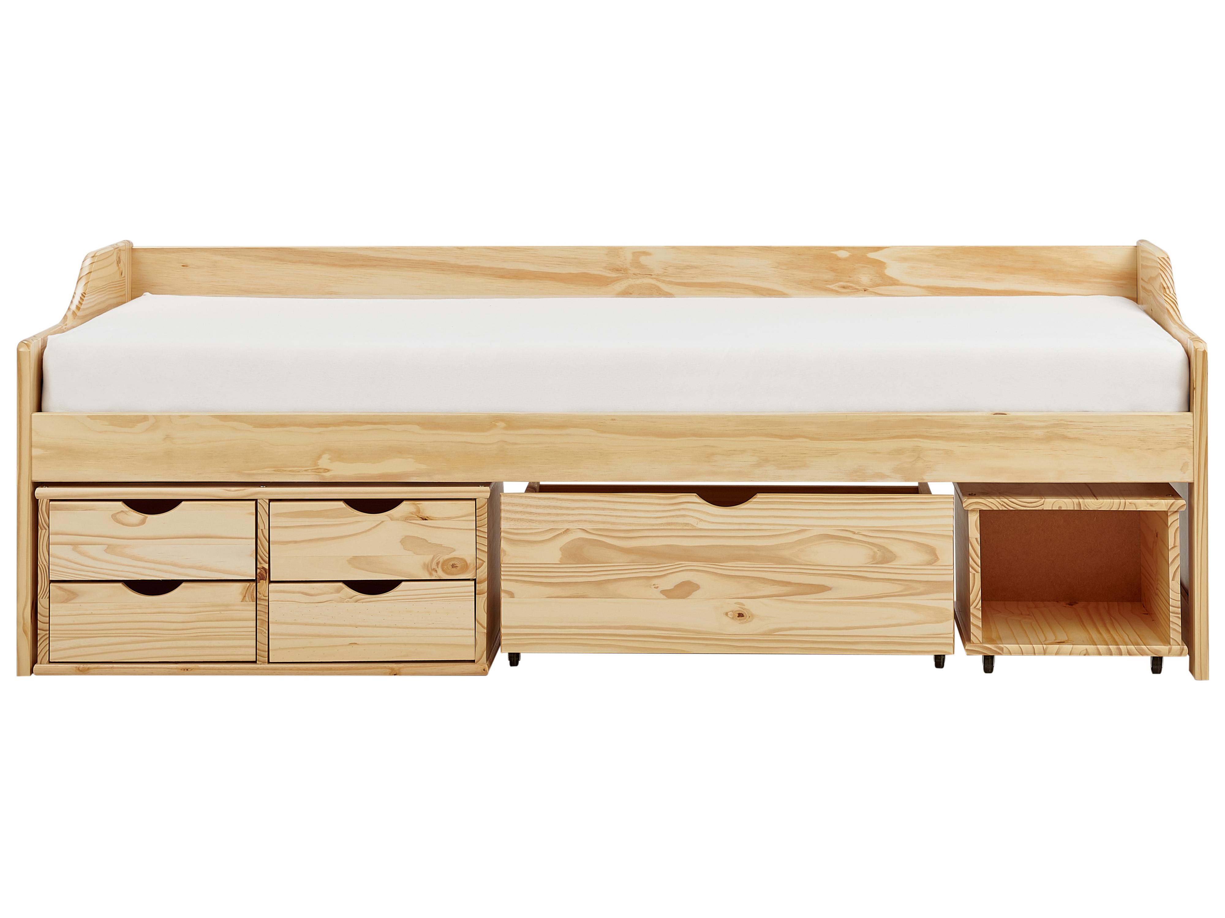 Bedbank met opbergruimte Dennenhout ROYVILLE 90 x 200 cm Lichtbruin