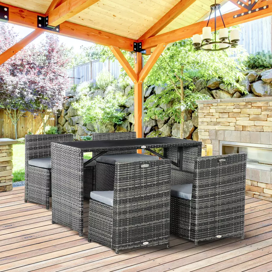 Outsunny Gartenmöbel Set mit kompaktem Design grau