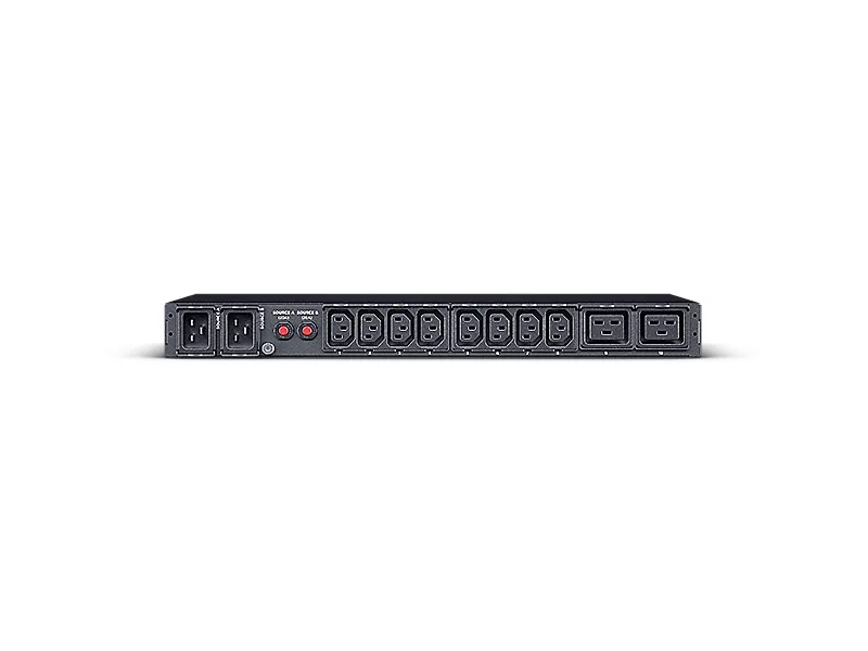 CyberPower Metered ATS Series PDU24005 - Strømfordelingsenhed (rackversion) - AC 200-240 V - 1-faset - serial - input: 2 x IEC 60320 C20 - output-stikforbindelser: 10 (2 x IEC 60320 C19, 8 x IEC 60320 C13) - 1U - 3.05 m ledning - sort