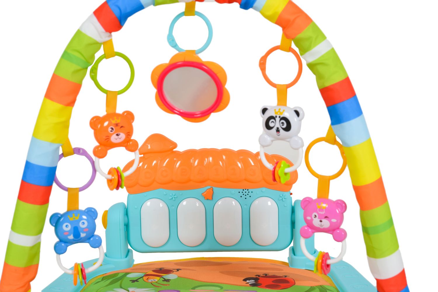 Moni Spielbogen Mushy HE0639 Krabbeldecke, Musiktasten, Licht, Hängespielzeug bunt