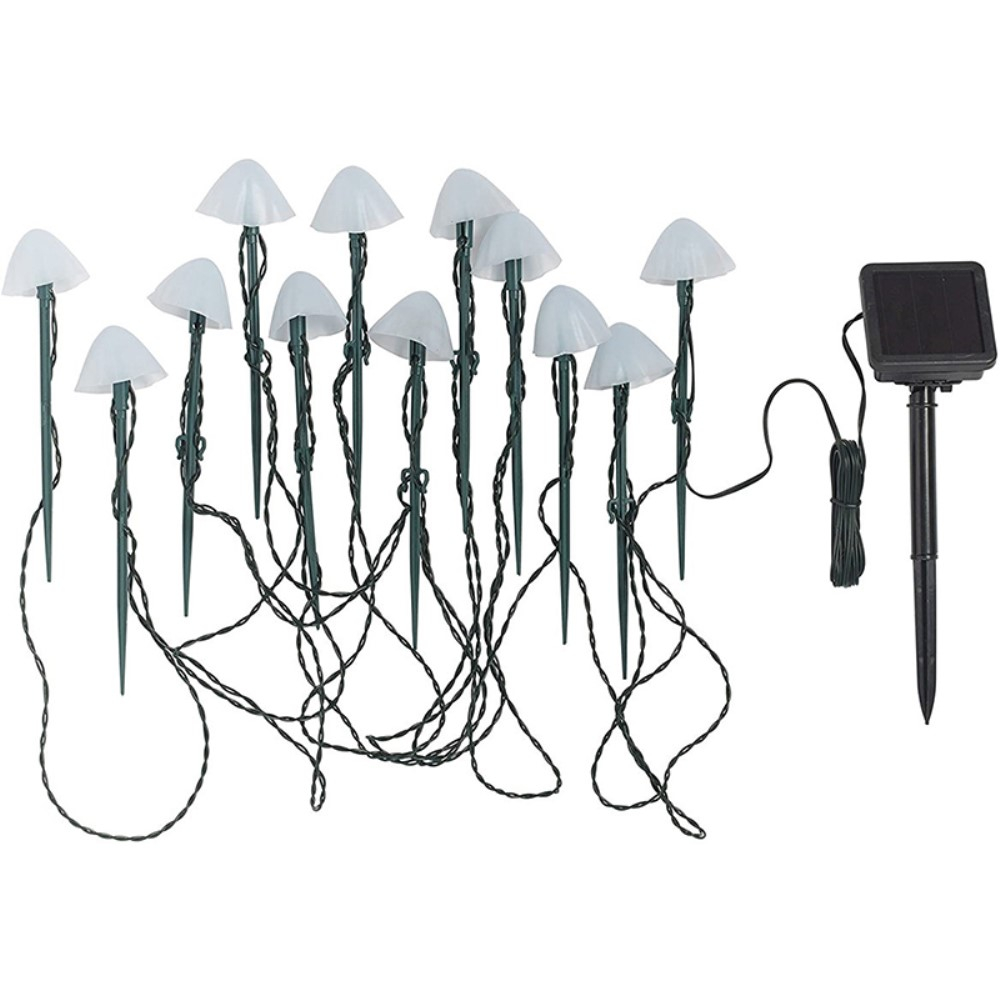 (3.5m) 10 LED's Deko Solar Lichterkette Pilz Outdoor Beleuchtung IP65 - Warmweiss