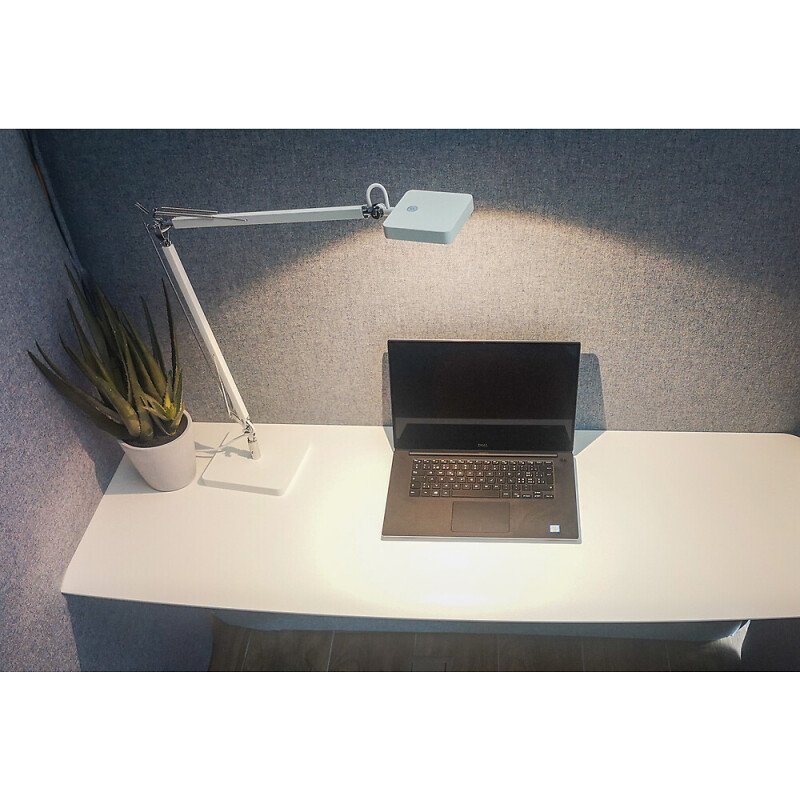 Lampe Tomio unilux 2,0 led double bras sur socle blanche