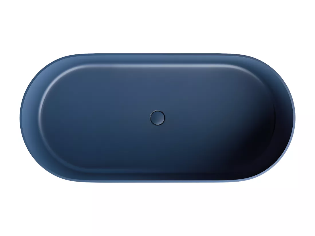 baignoire îlot OMNIRES OVO M+ 160X75 CM couleur : bleu finition : matbonde et siphon inclus