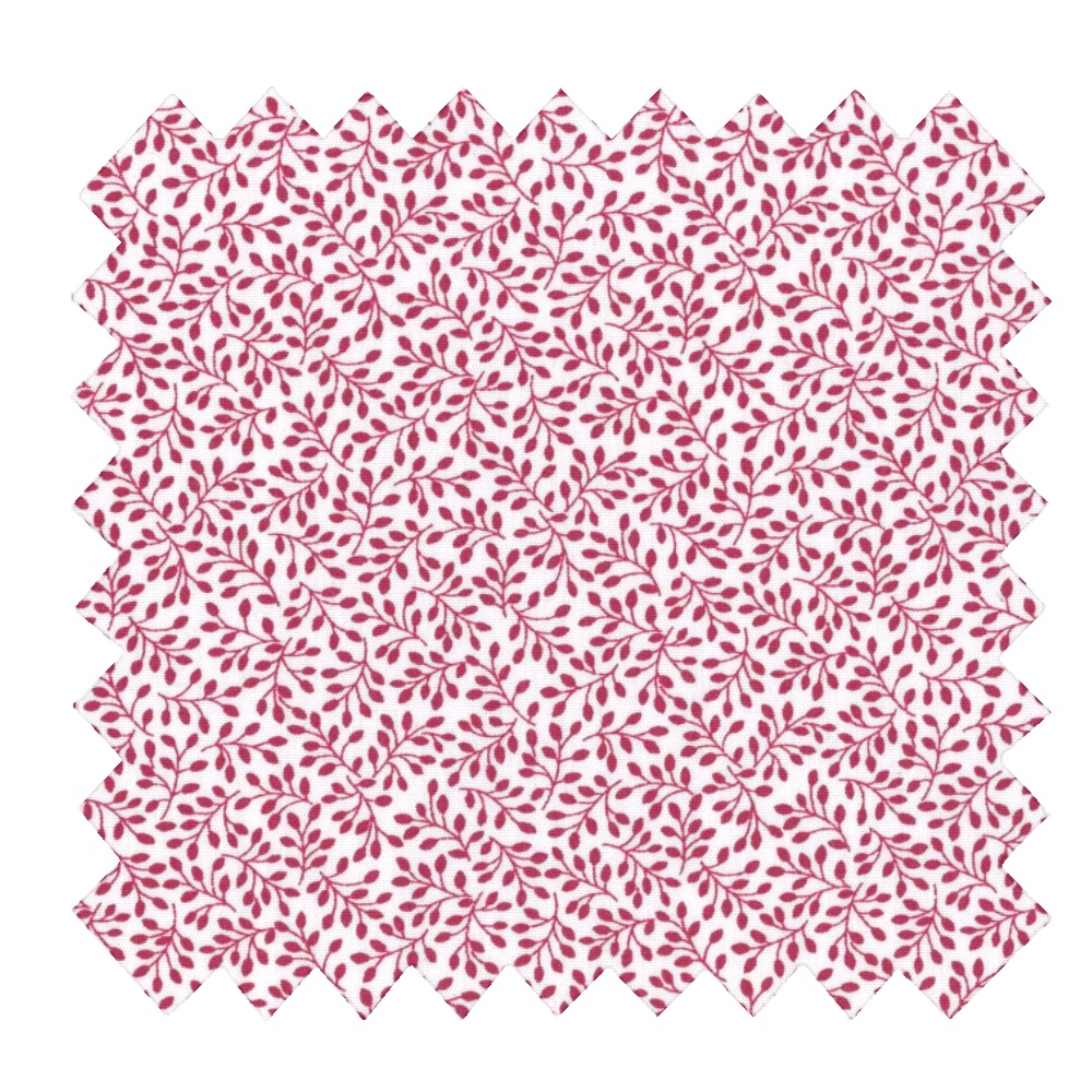 Coupon Tissu 1 M Ex2327 Mini Feuillage Bordeaux Blanc
