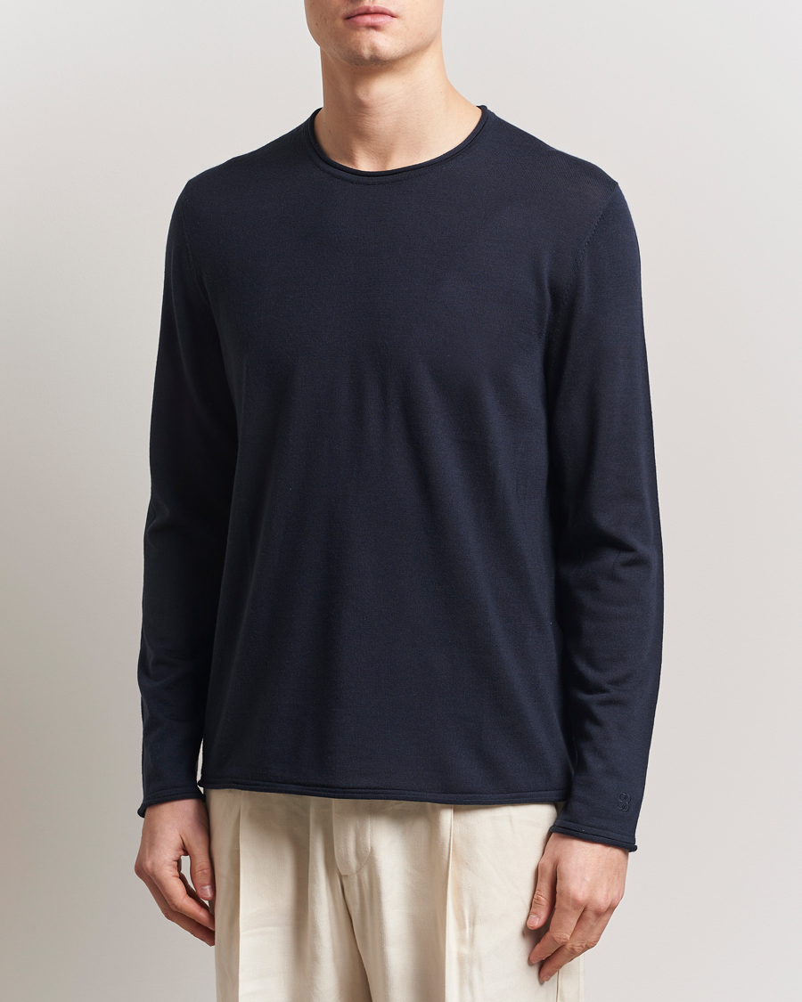 Filippa K Rolled Edge Knitted Sweater Navy