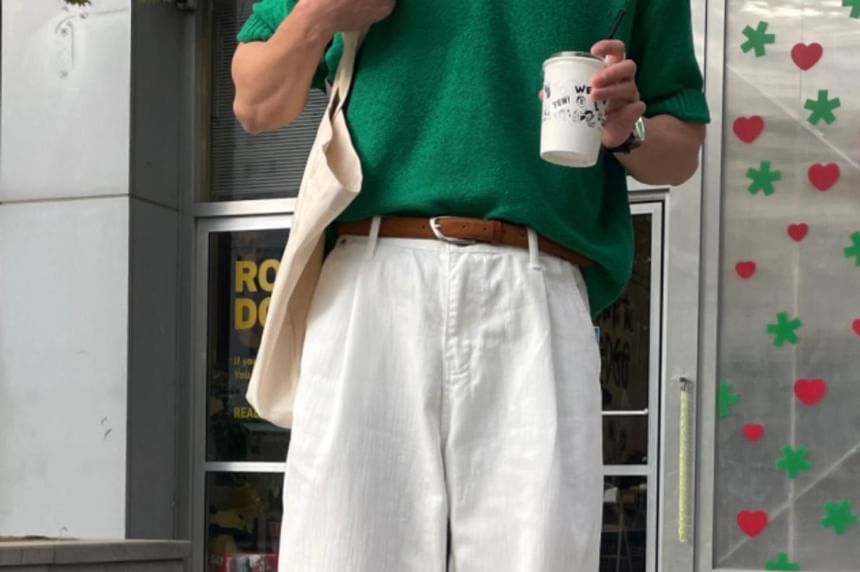 SeoulPop - Rechte broek met middelhoge taille en effen pijpen