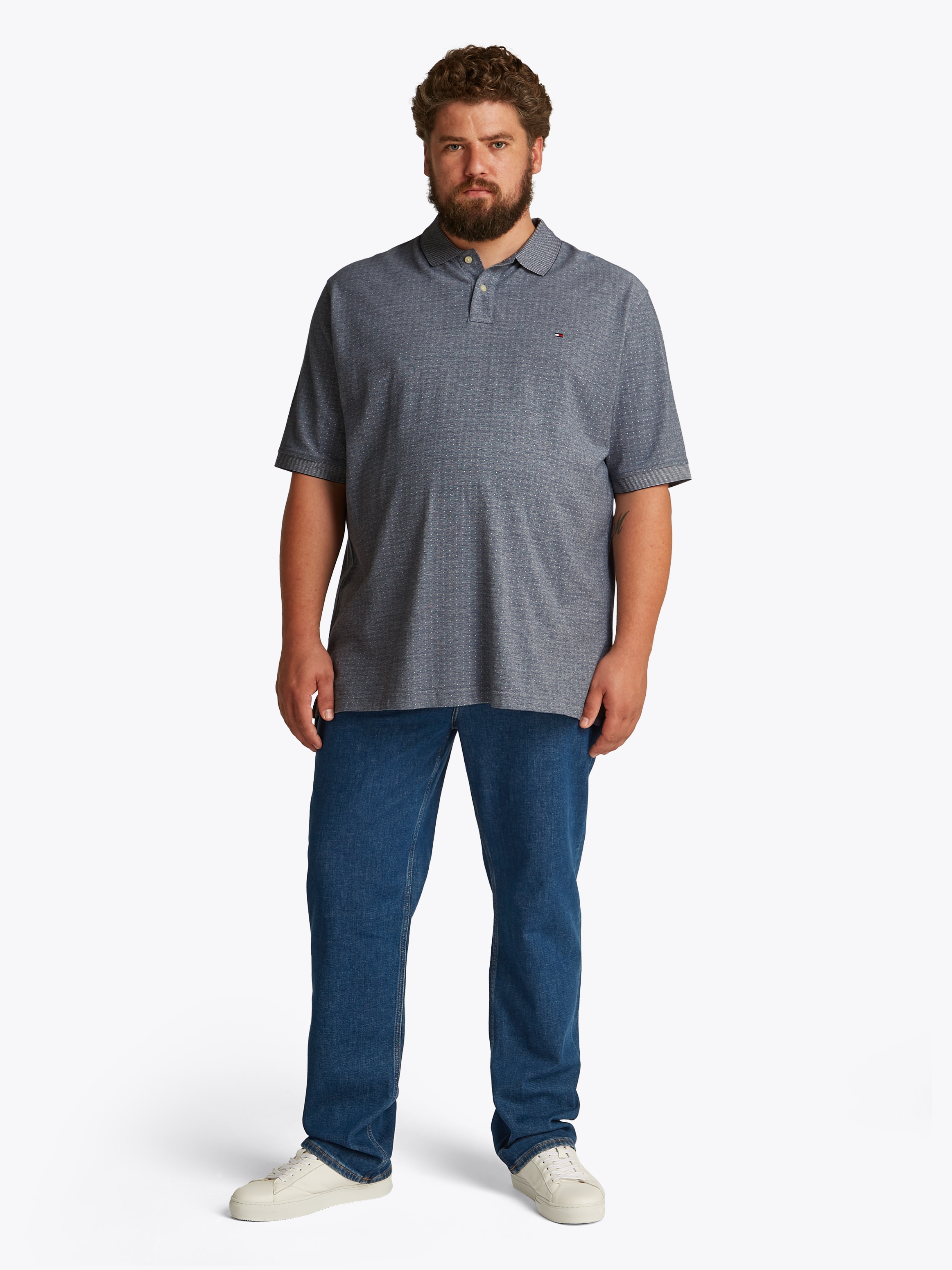Tommy Hilfiger Big & Tall Poloshirt »BT-PIQUE MICROPRINT REG POLO-B«, in Grossen Grössen, Logostickerei