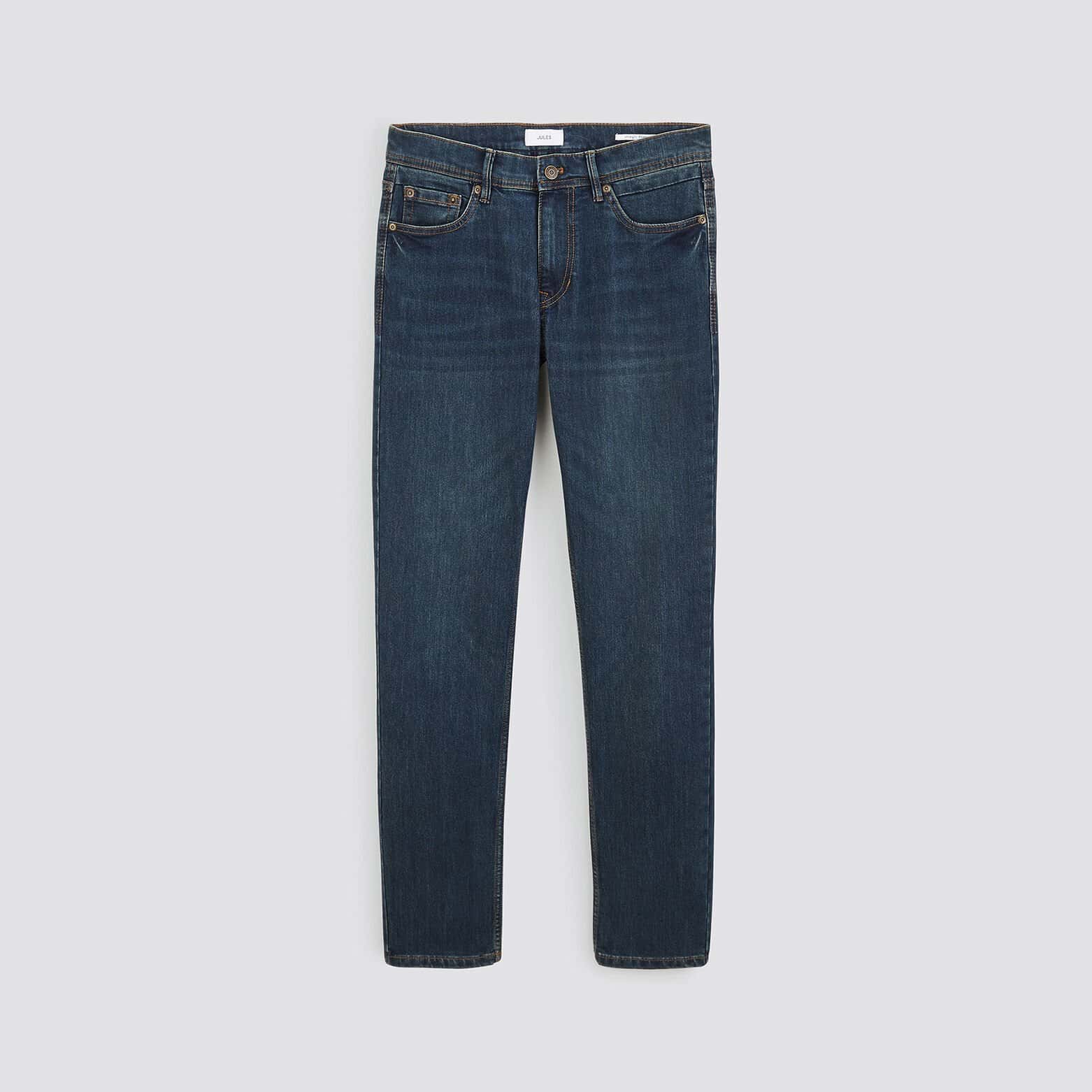 Jean straight 4 longueurs en coton et polyester re Bleu