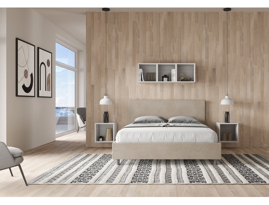 ITYHOME - Lit coffre adele 160x190 microfibra sable