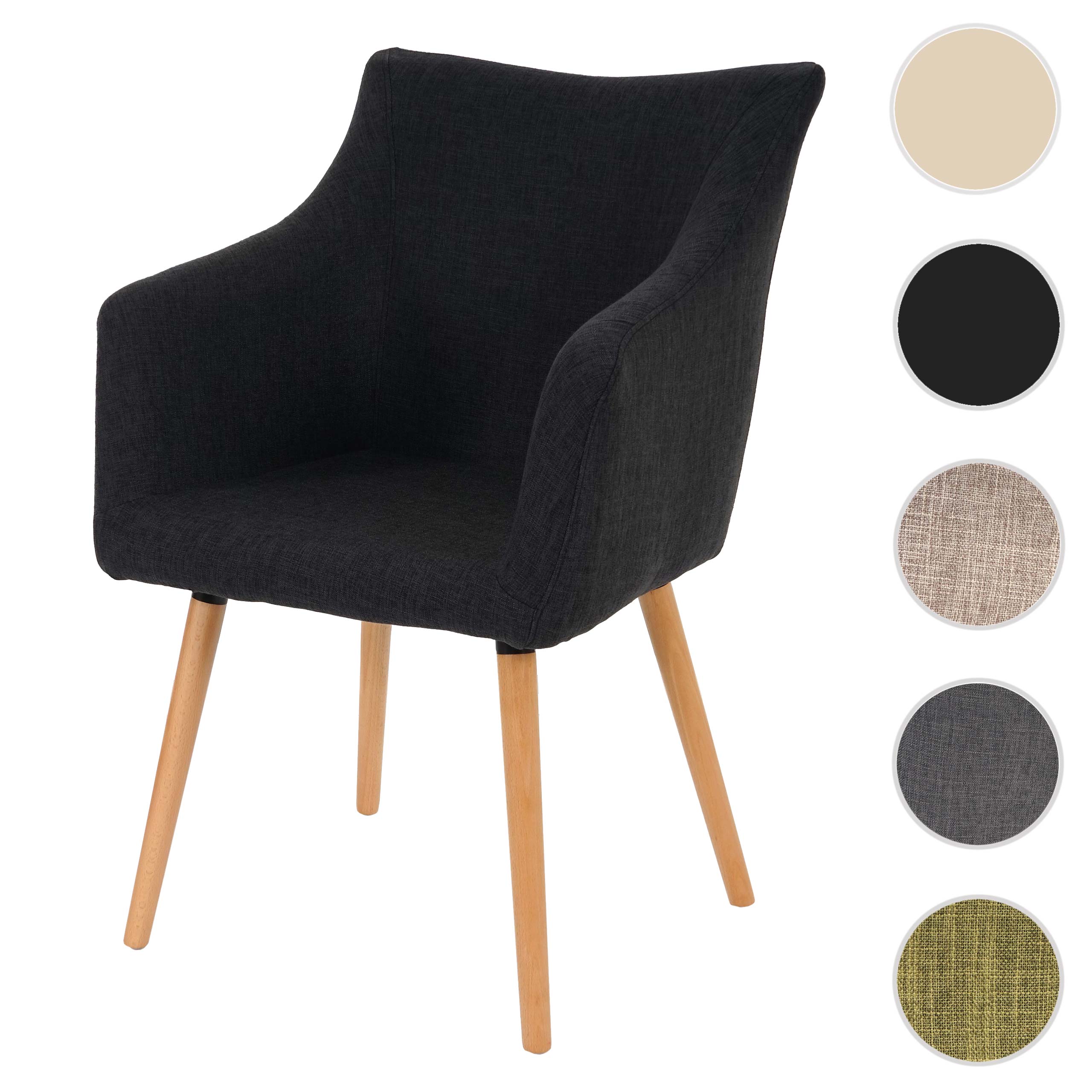 Esszimmerstuhl Vaasa T382, Stuhl Küchenstuhl, Retro 50er Jahre Design ~ Textil, dunkelgrau