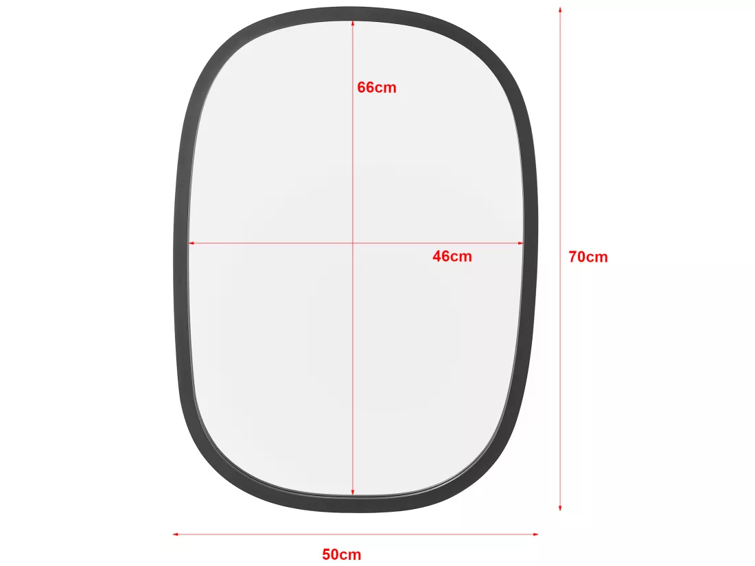 Miroir mural Copertino ovale 70 x 50 cm noir mat [en.casa]