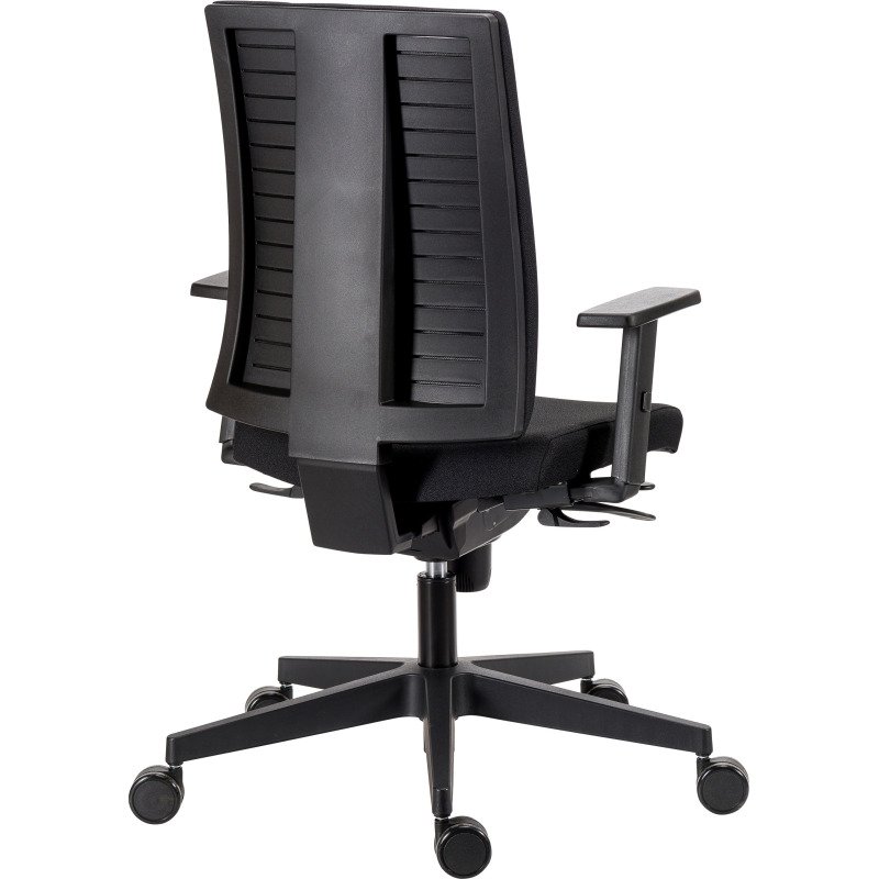Chaise de bureau Difesa tissu - dossier haut - mécanisme synchrone  + réglage profondeur d'assise - pieds noir