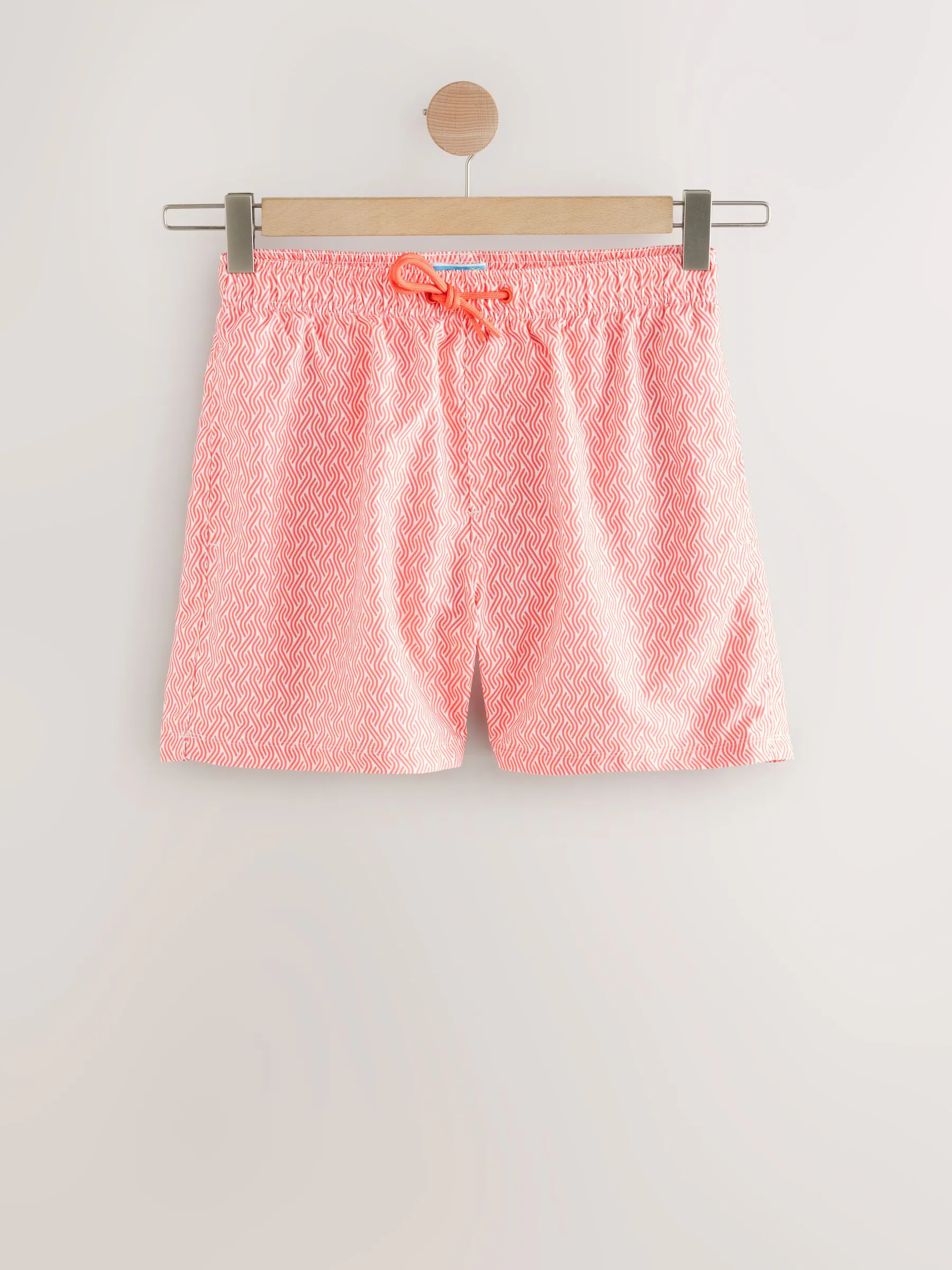 Helderblauw/koraal geometrisch - Geprinte zwemshorts 2 stuks