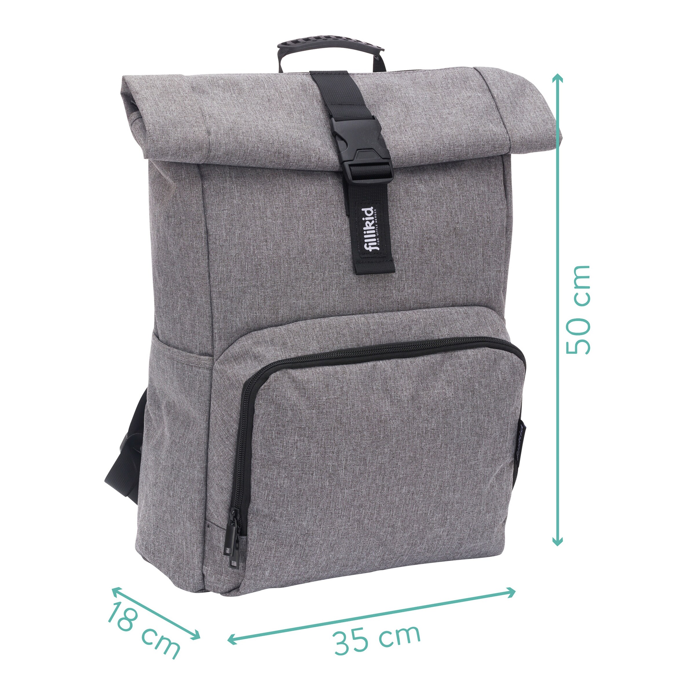 Fillikid Wickelrucksack Rolltop Tokio grau