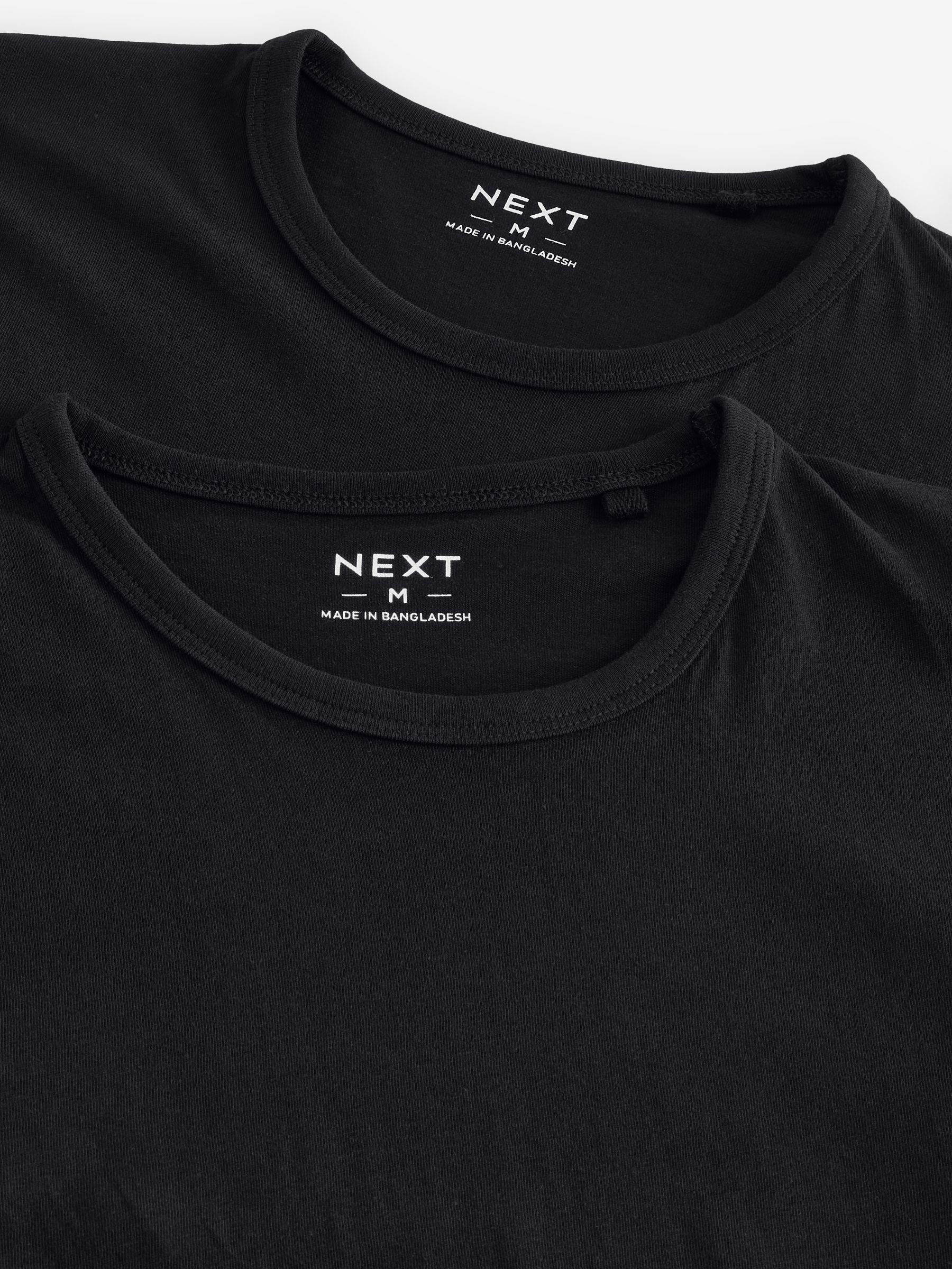 Zwart - Normale Pasvorm - Set van 2 100% katoenen T-shirts met laagjes