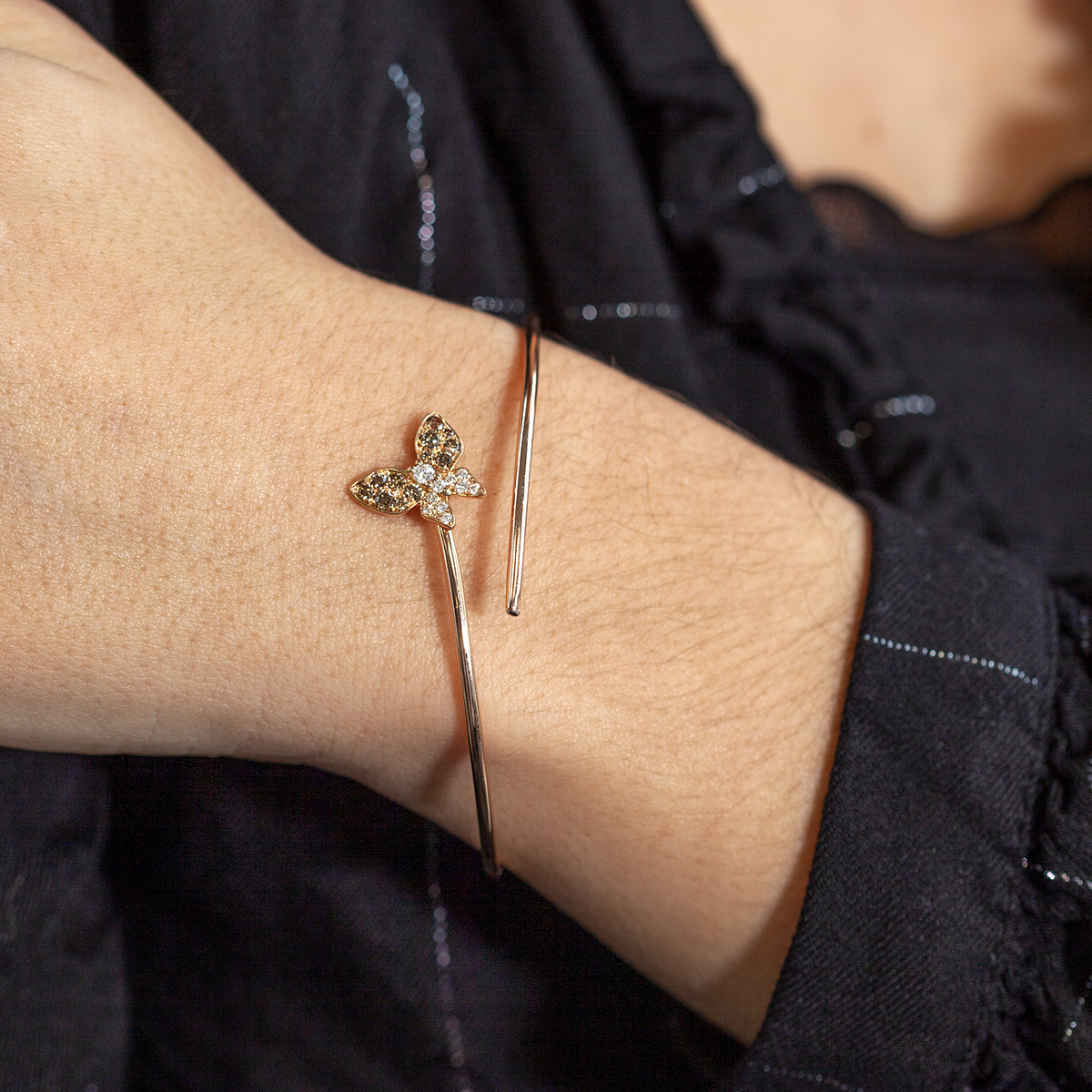 Bracelet d'occasion or 750 rose diamants
