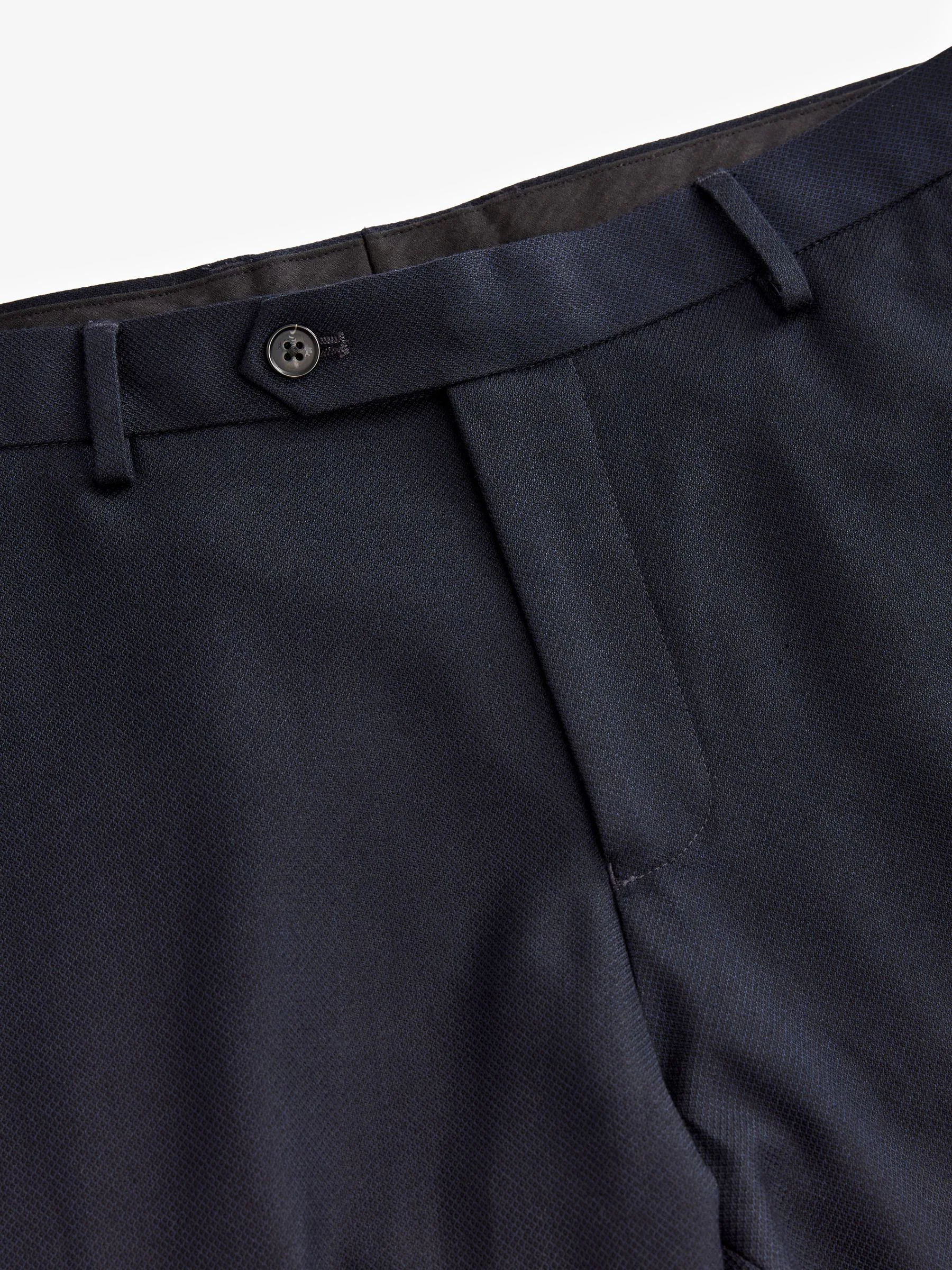Donkerblauw - Normale Pasvorm - Kostuum met textuur: broek