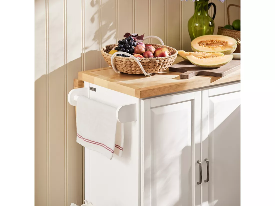 Desserte sur roulettes Meuble de Cuisine de Service en Bois Plans de Travail Rabattables, FKW41-WN