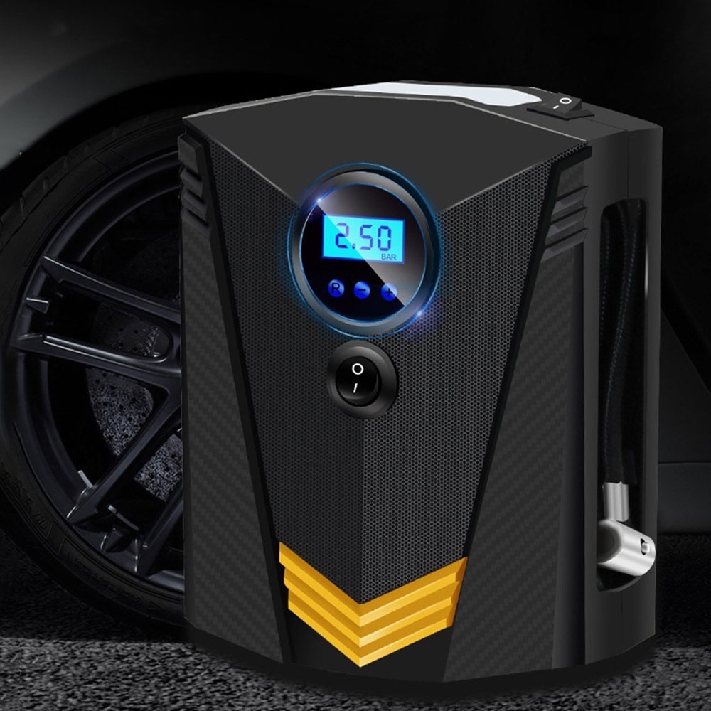 Vollautomatische 120W KFZ Auto Reifen Luftpumpe Kompressor DC12V Zigarettenanzünder - Schwarz
