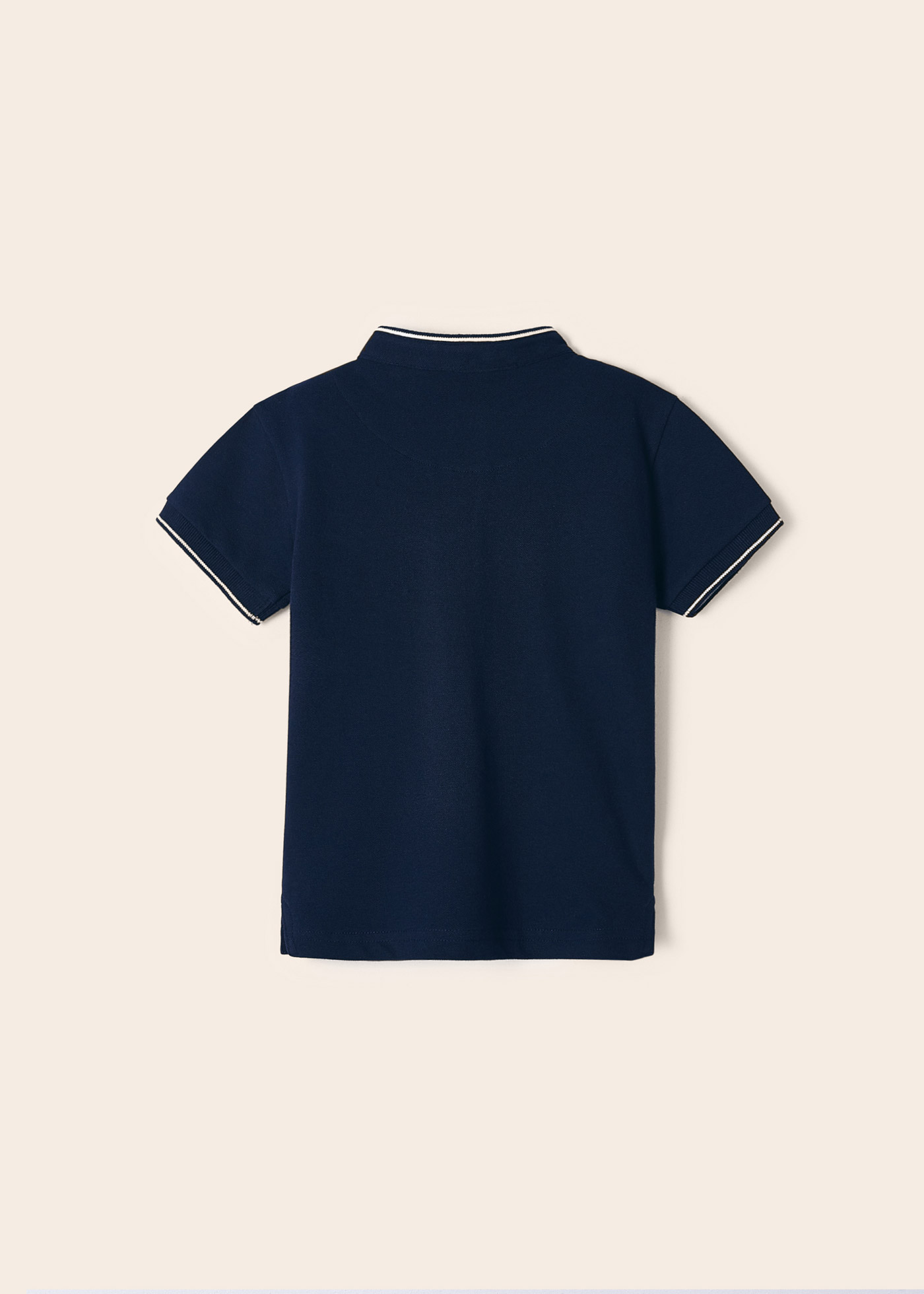 Camisa polo de manga curta com gola mandarim em algodão para meninos