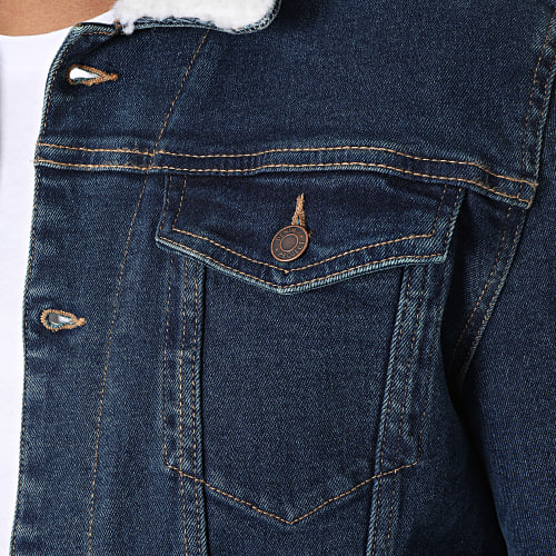 Veste Jean Col Mouton Kash Teddy DP3010 Bleu Denim