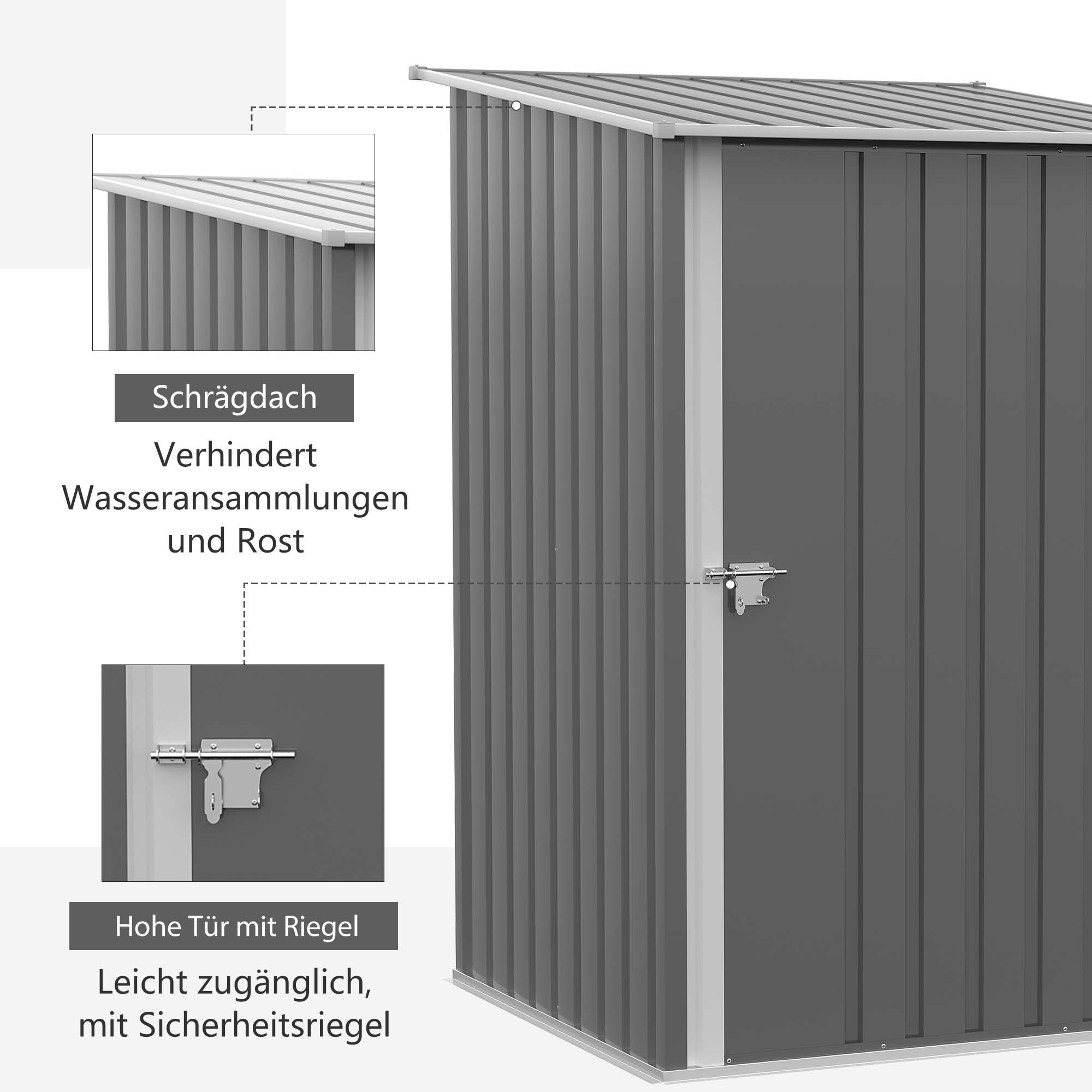 Outsunny Gerätehaus mit geneigtem Dach für leichteren Wasserabfluss braun 100B x 103T x 160H cm