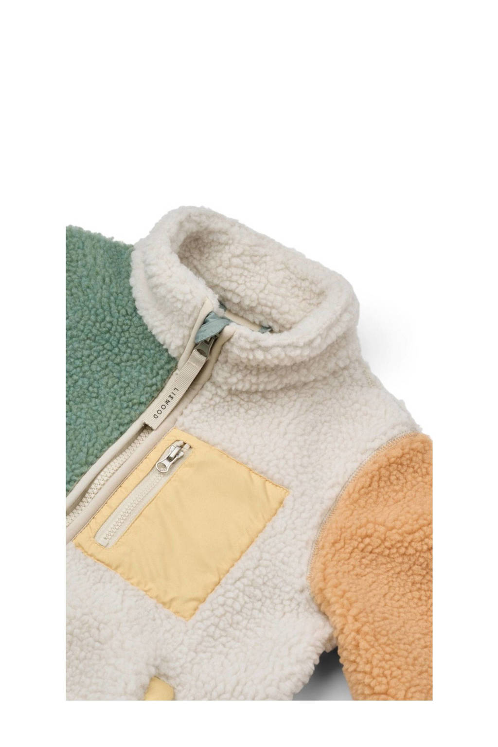 Liewood teddy tussenjas Nolan ecru/groen/blauw