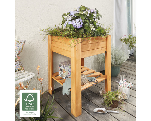 Verhoogd bed op palen Wagner System Green Box Light 53,5 x 53,5 x 70 cm Kastanje