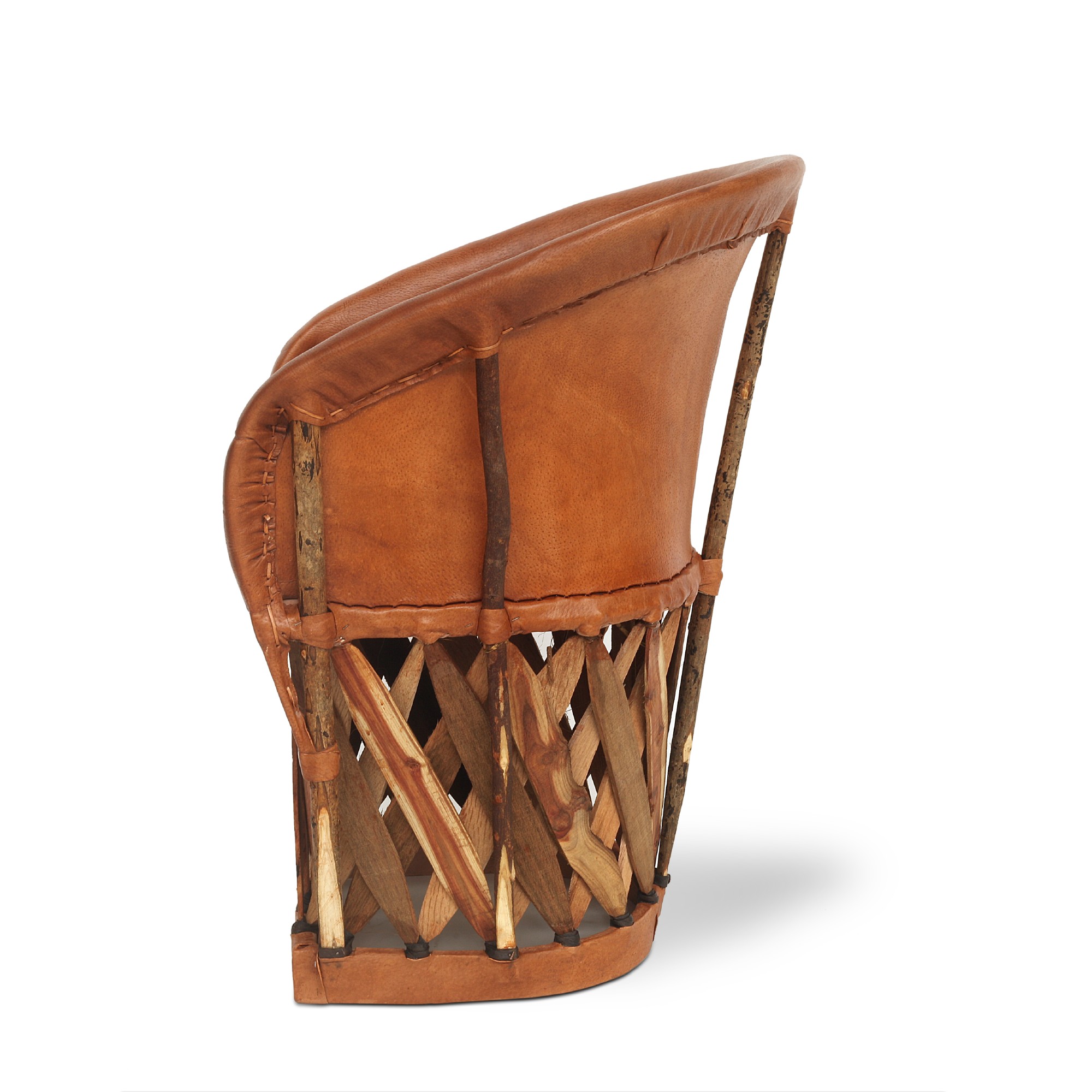 Ledersessel 'Equipales' mit Holzelementen, braun, B 50 cm, H 89 cm, L 45 cm von fischer's lagerhaus