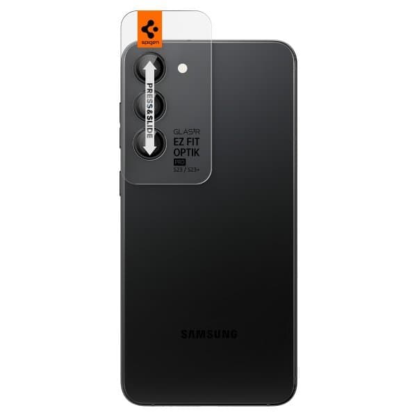 Spigen Samsung Galaxy S23/Galaxy S23 Plus Kameralinsebeskytter GLAS.tR EZ Fit Optik Pro 2-pack Sort