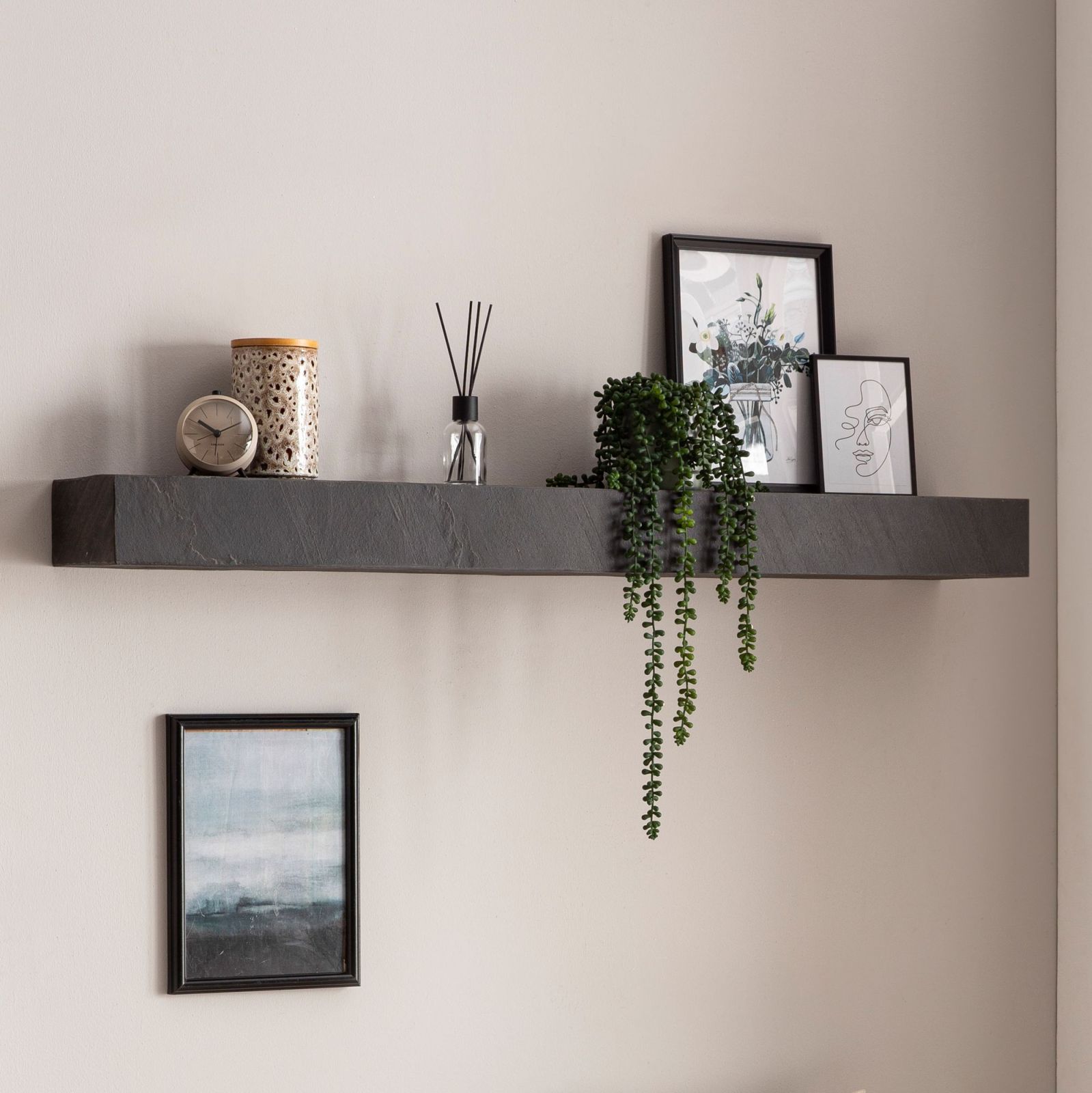 Wandregal - anthrazit - Mango massiv - 120 cm