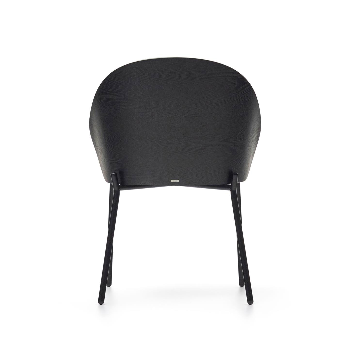 Kave Home Stuhl EAMY Chenille-Bezug hellgrau/Metall schwarz