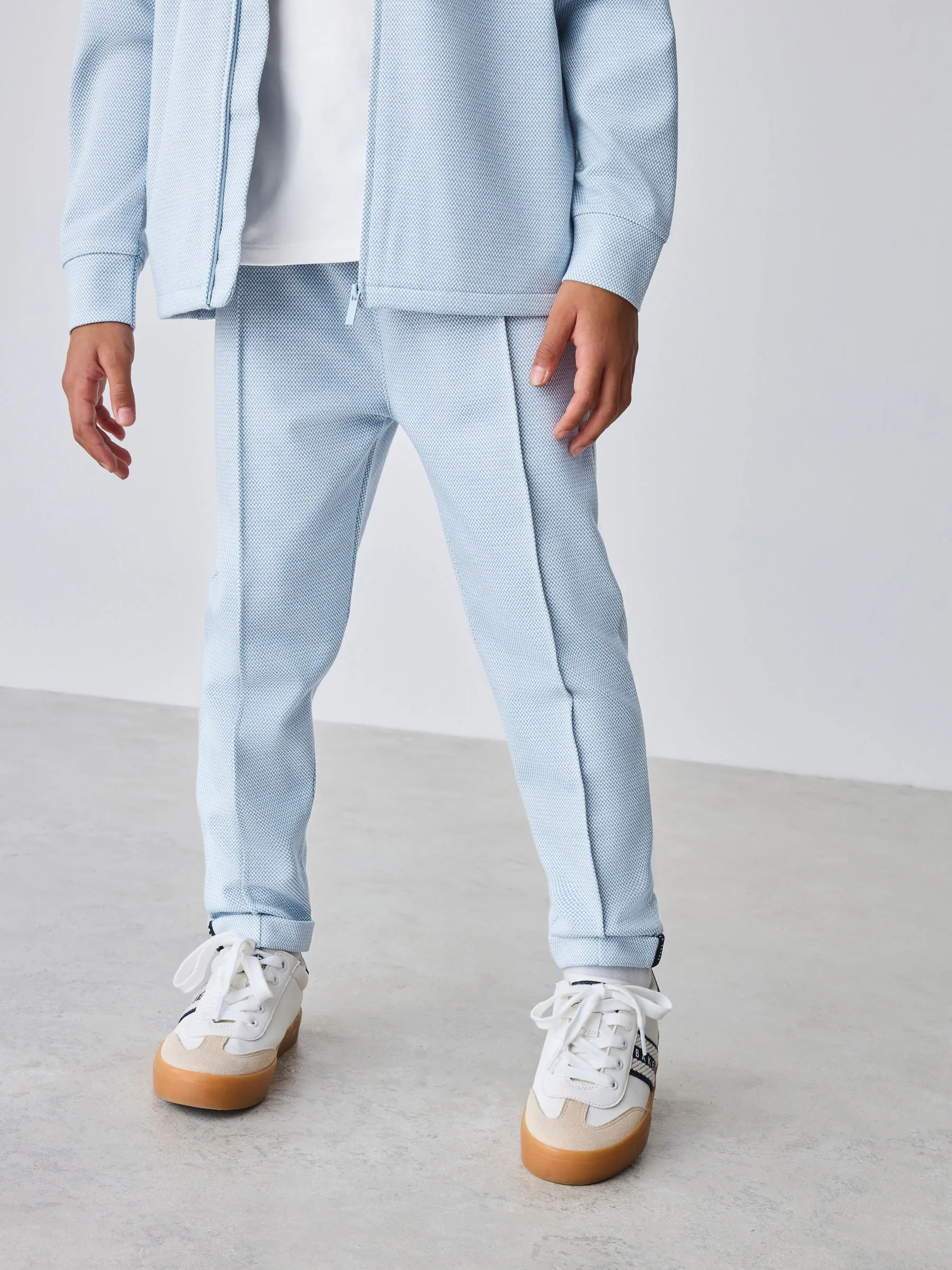 Blauw - Baker by Ted Baker 3 Piece Textured Jacket T-Shirt and Trousers Set