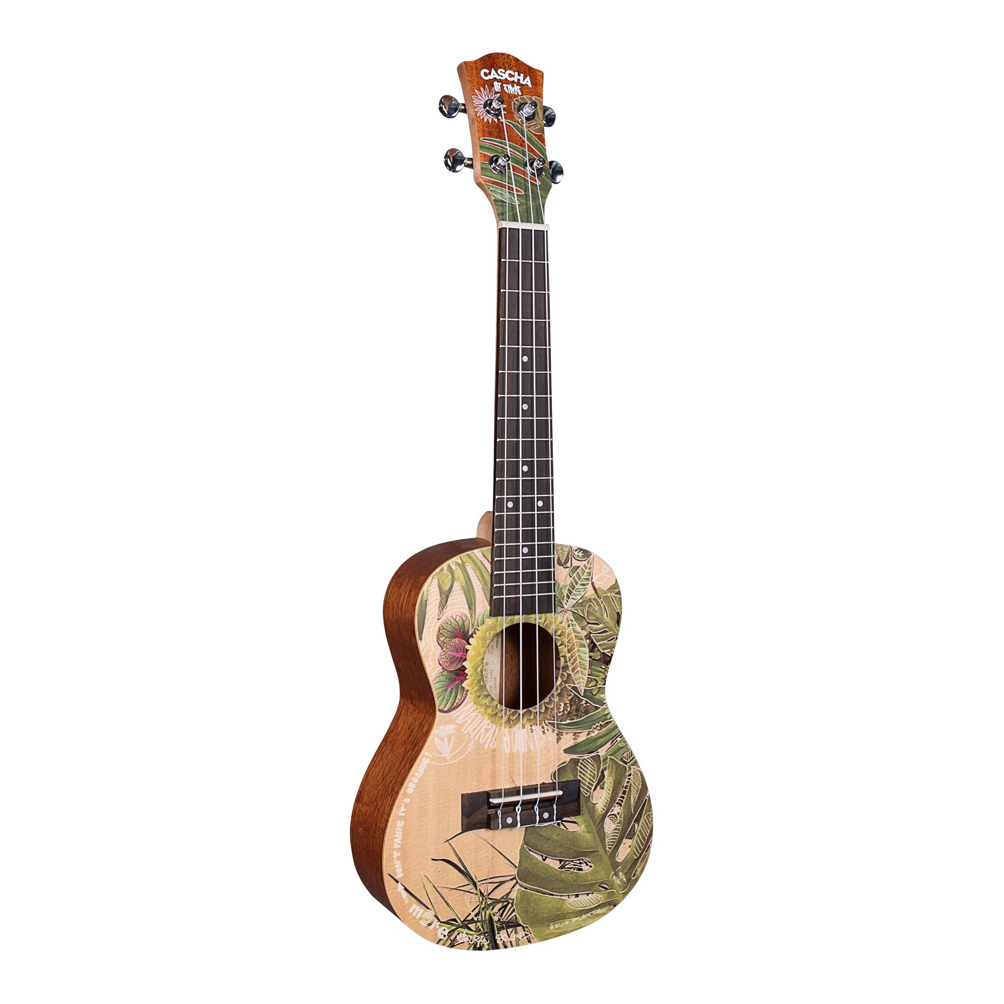 Cascha HH 2606 Art Series Leafy concert ukelele massief spar bovenblad met gigbag