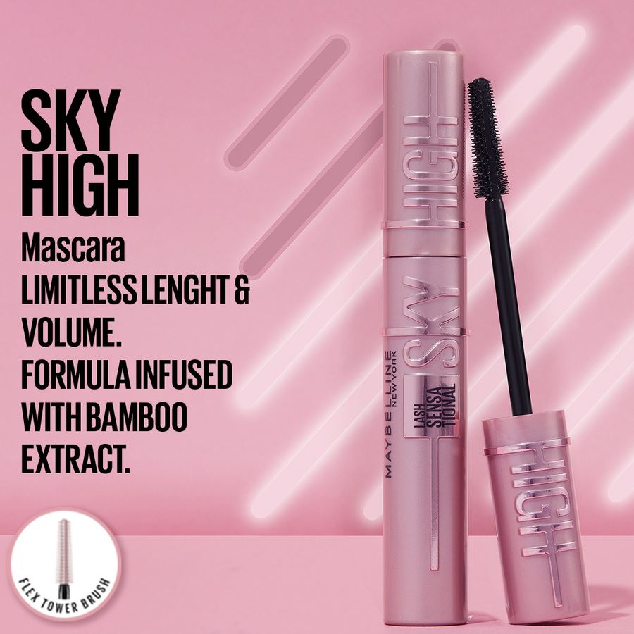 Maybelline Lash Sensational Sky High Mascara Black + Garnier Micellar Cleansing Water Normal & Sensitive Skin