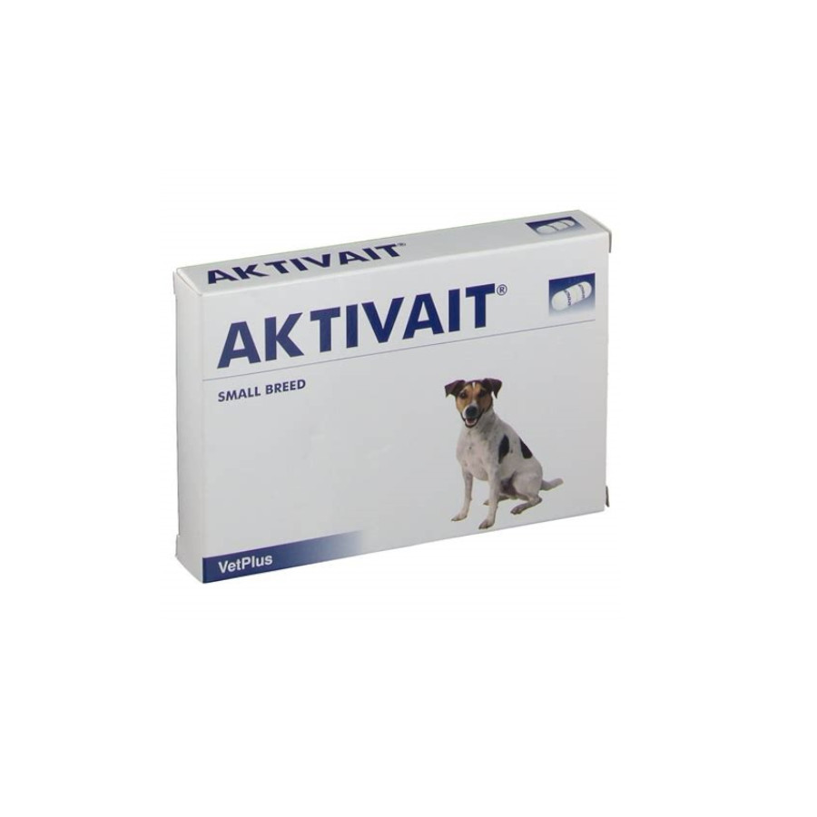 Vitaminas VetPlus Aktivait Senior que combatem o envelhecimento cerebral em cães de raças pequenas.