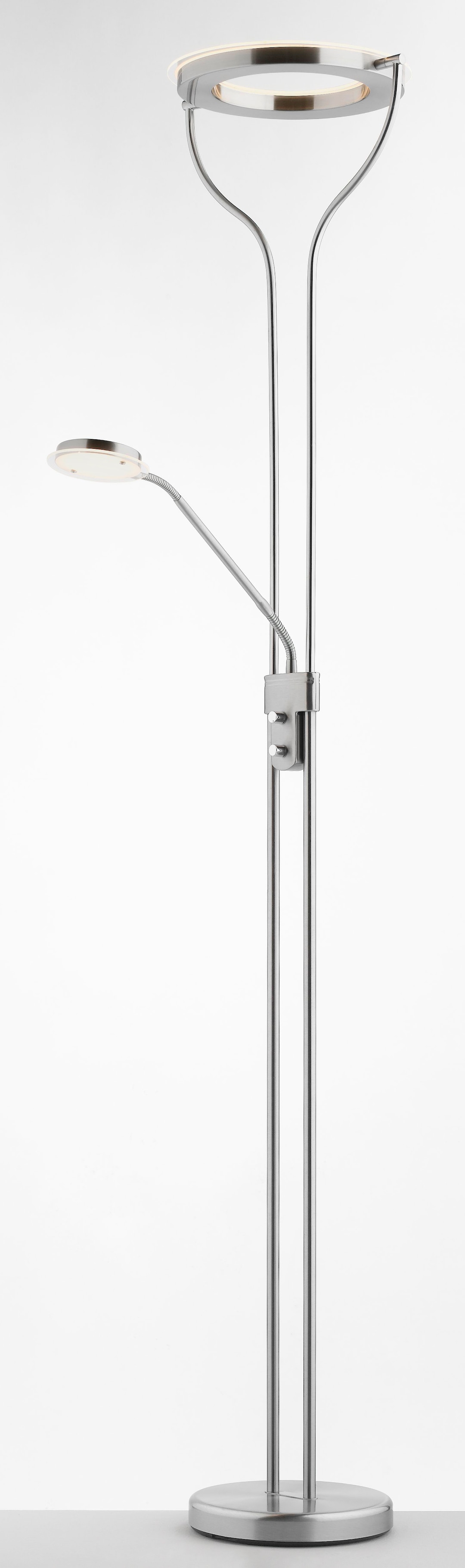 casaNOVA LED Deckenfluter mit Leselampe SEATTLE II nickelfarbig