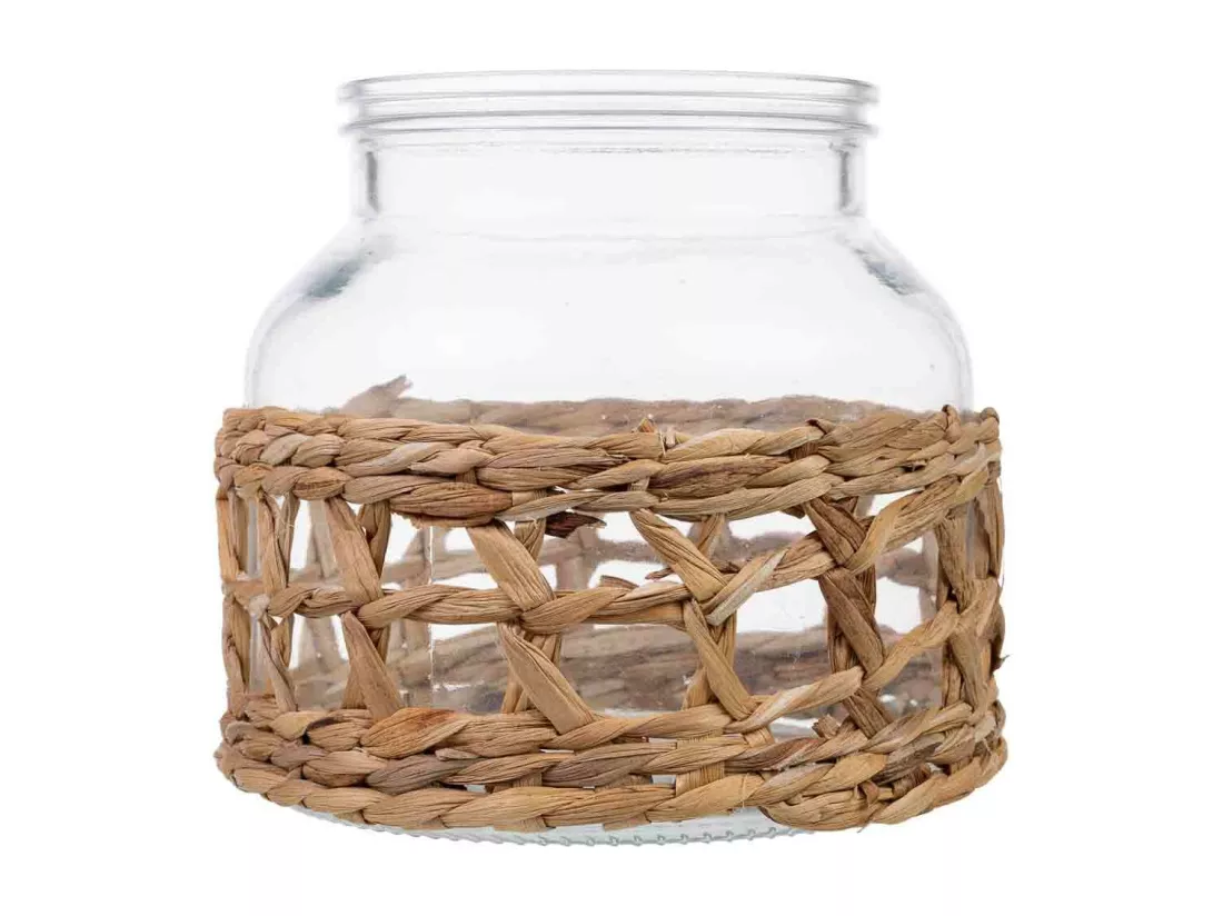 Vase en verre doublé de fibres naturelles