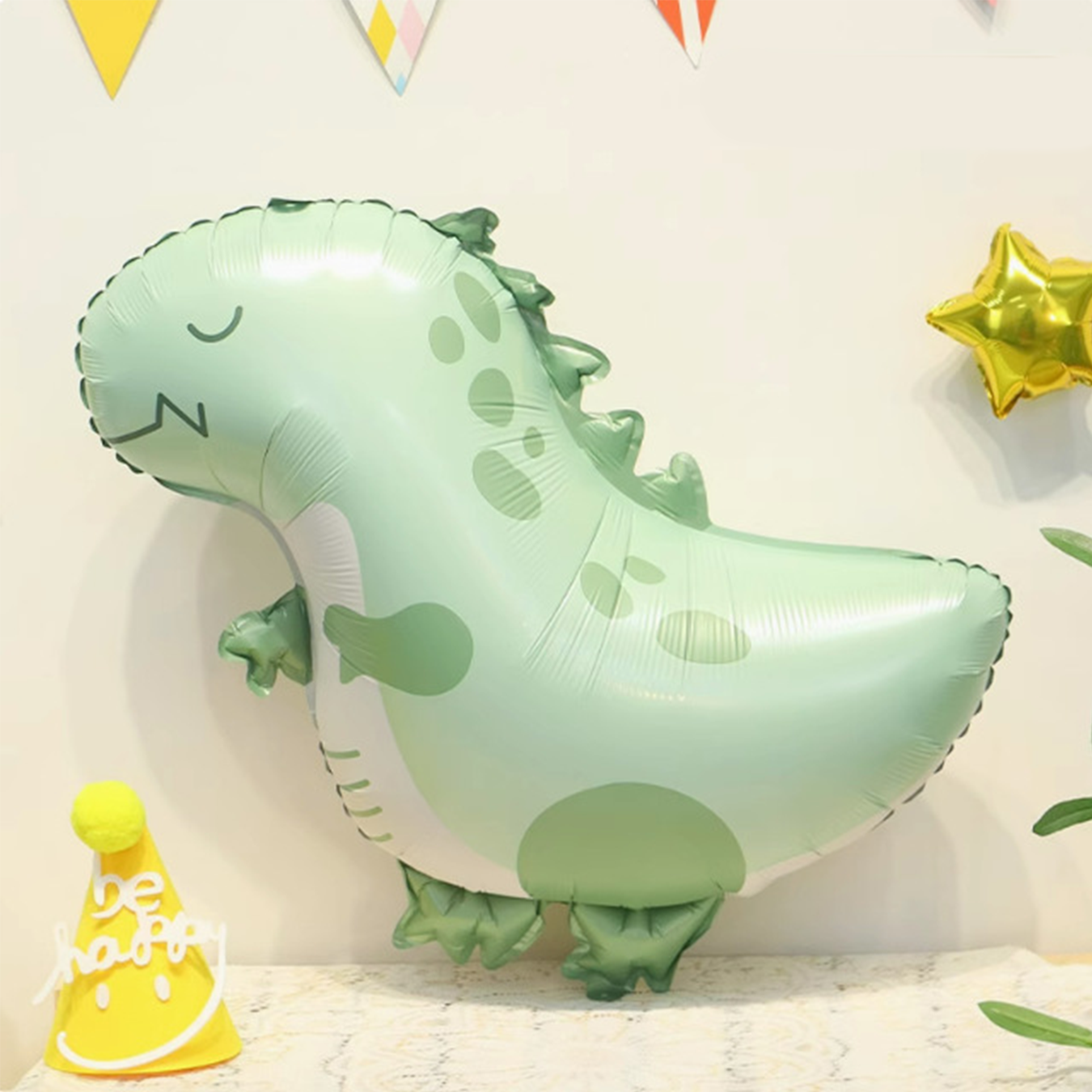 (55x52cm) Dinosaurier Kinder Folien Ballon Geburtstags Party Deko Luftballon - Pastell Grün