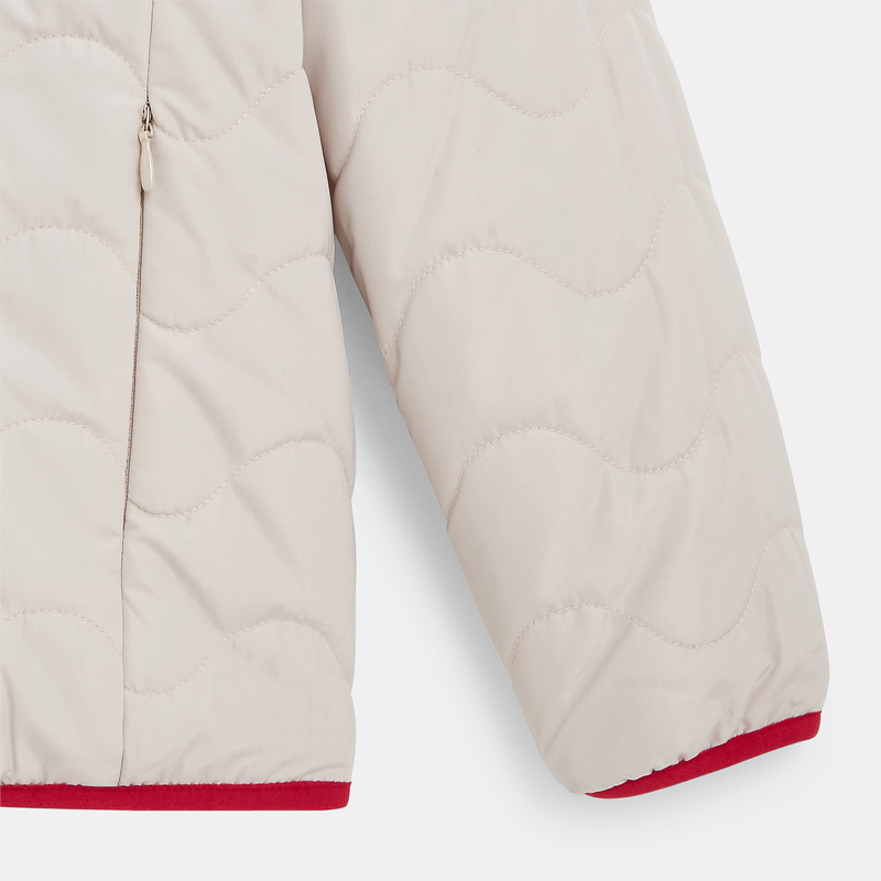 Blouson matelassé et moumoute réversible beige fille