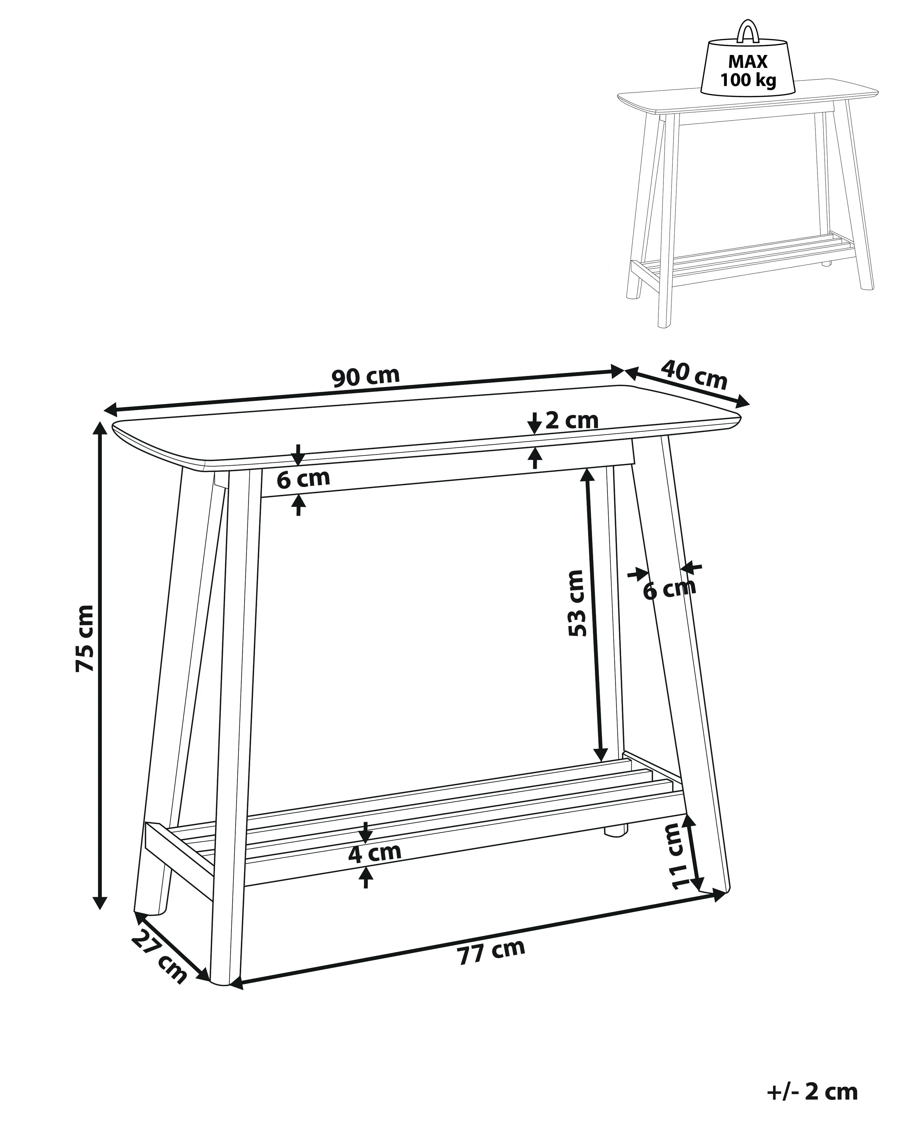 Sidetable TULARE Lichtbruin
