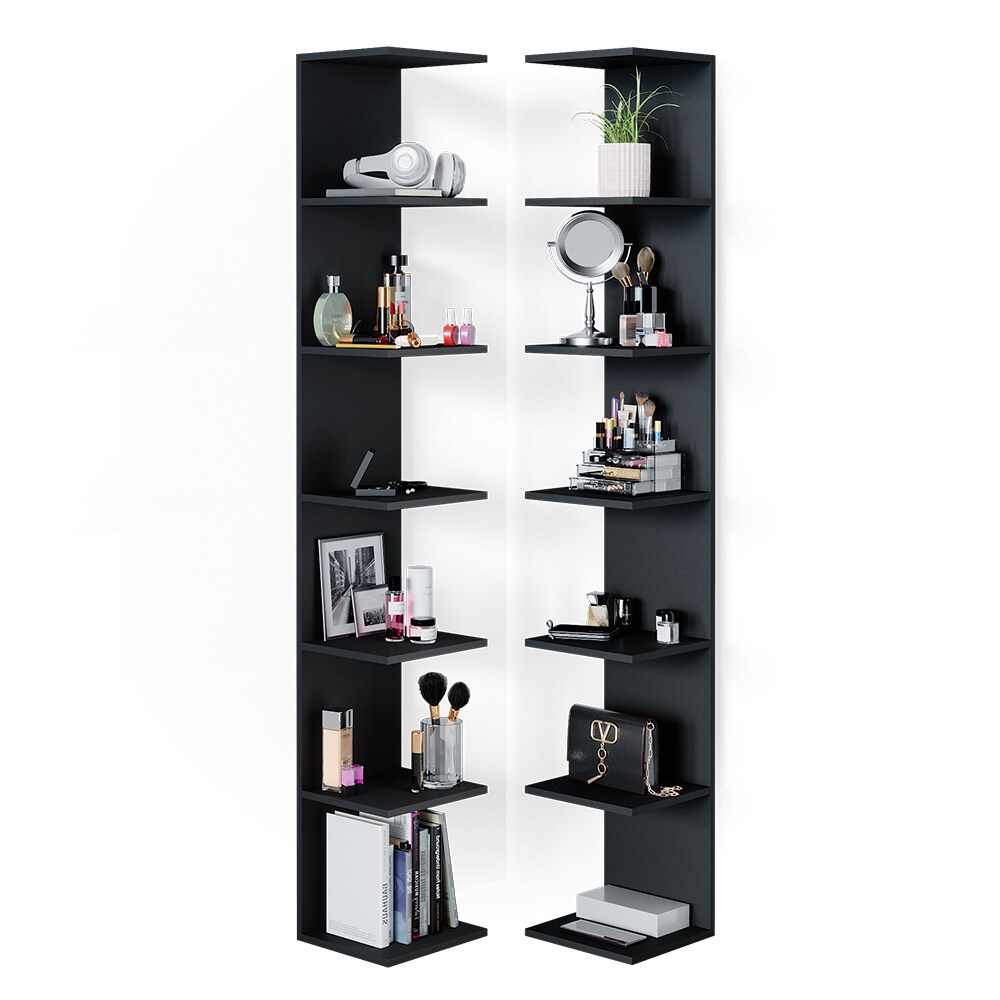Vicco Wandregal Standregal Bücherregal Paolo 2er Set Schwarz 7 Ablagen Schminktisch