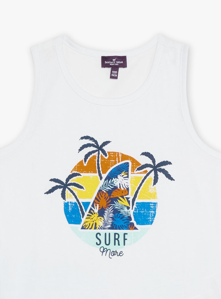 Débardeur et short écru et turquoise en jersey