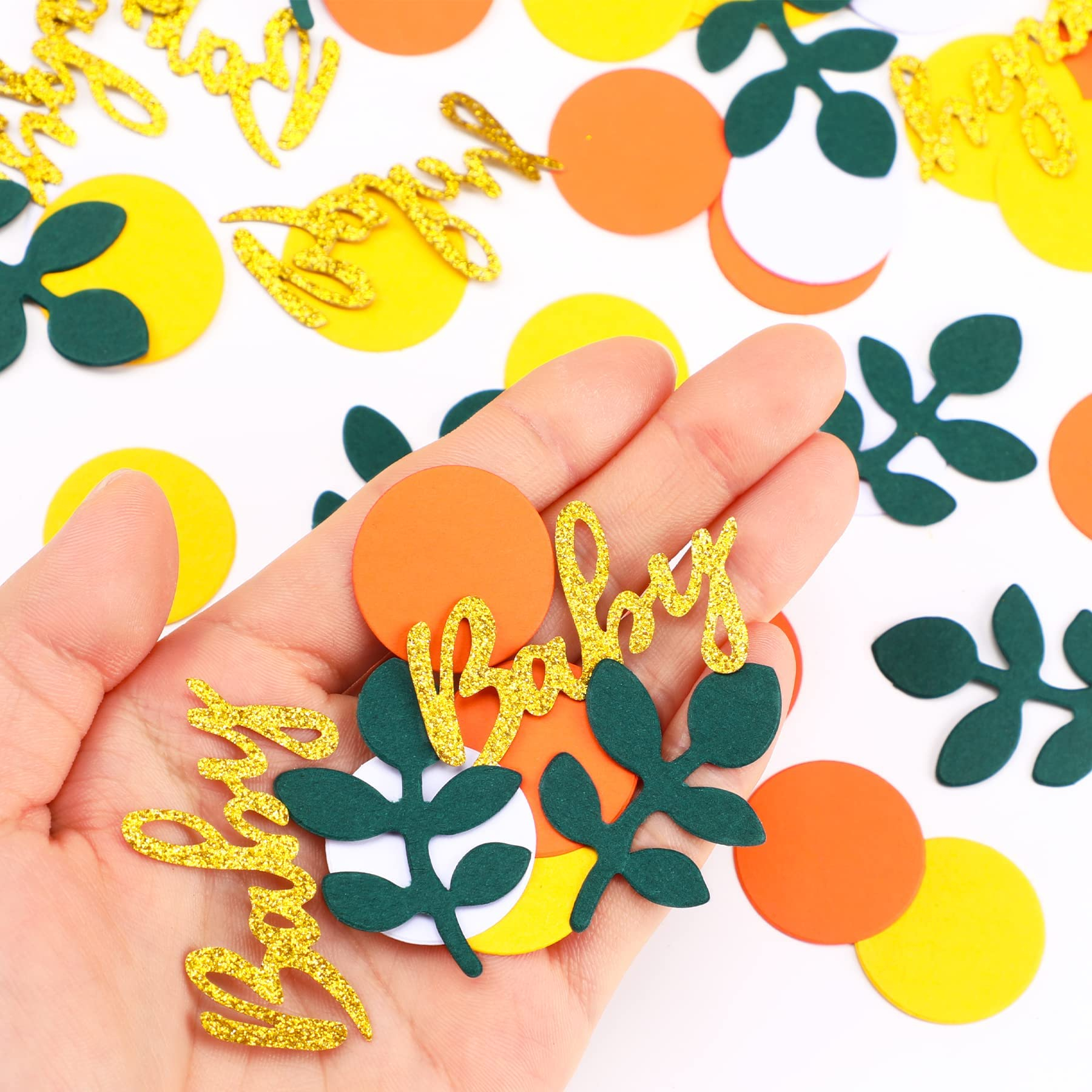 (14g) Papier Konfetti Baby Shower Streukonfetti Gender Reveal Party Tischdeko - Gold / Orange / Gelb