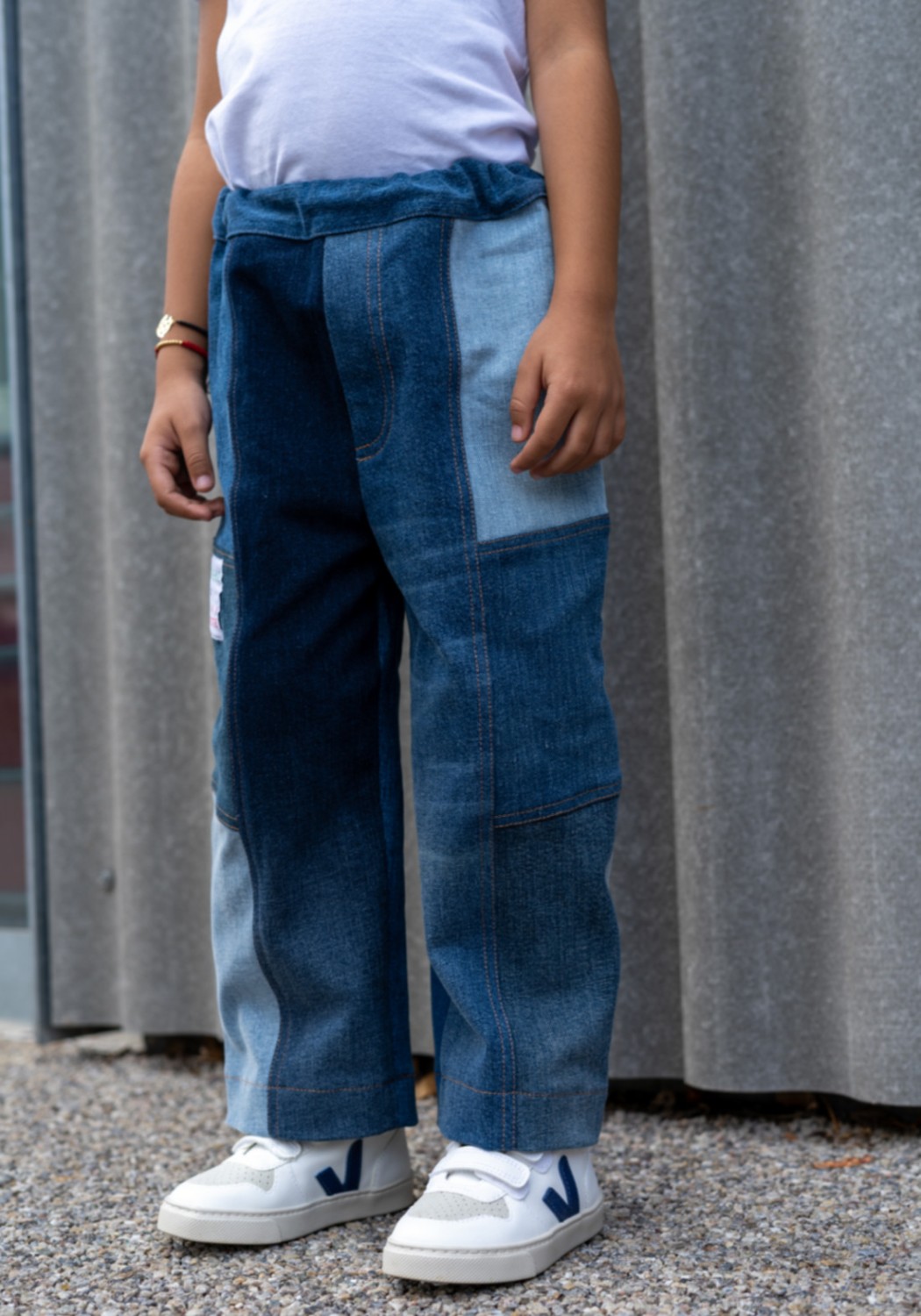RRREVOLVE x Mini Etiquette Kinderhose Weit Patchwork Denim