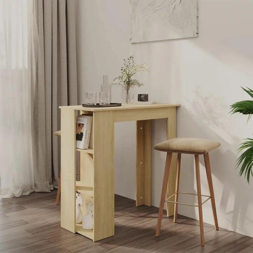 vidaXL - Bartafel met schappen - Sonoma eiken - Bewerkt hout - 102x50 cm