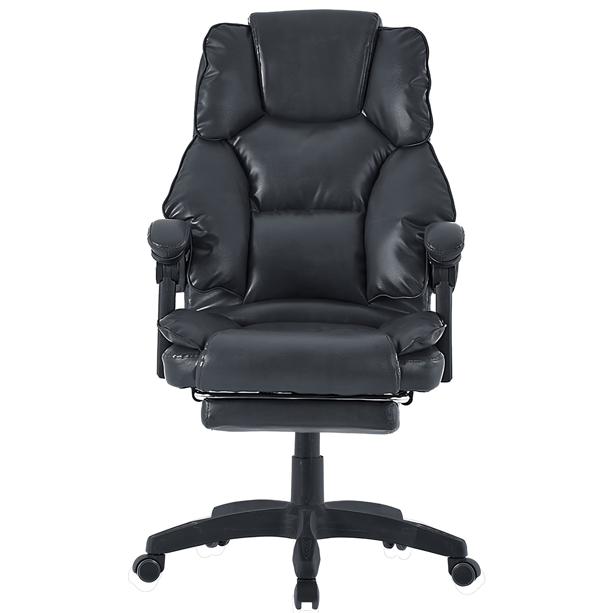 Bürostuhl mit Fußstütze und flexiblen 3-Punkt-Armlehnen ergonomischer Schreibtischstuhl im Lederoptik-Design mit einer verstellbaren Rückenlehne für gesündere Sitzhaltung